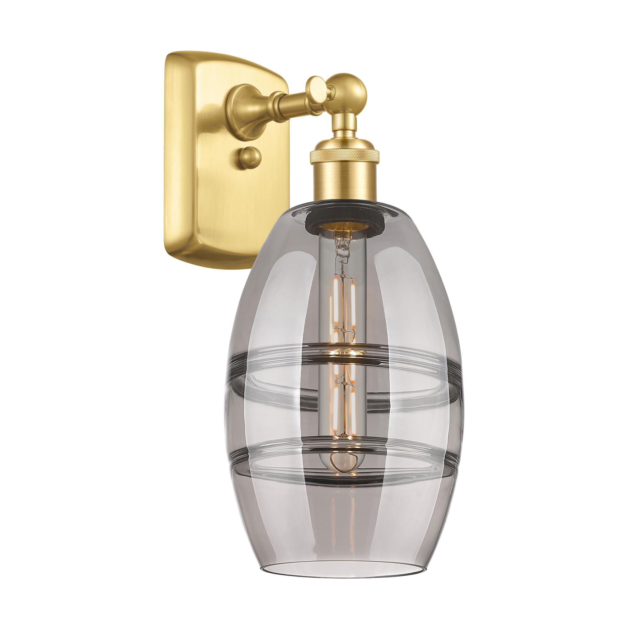 Shown in Satin Gold finish and Light Smoke glass