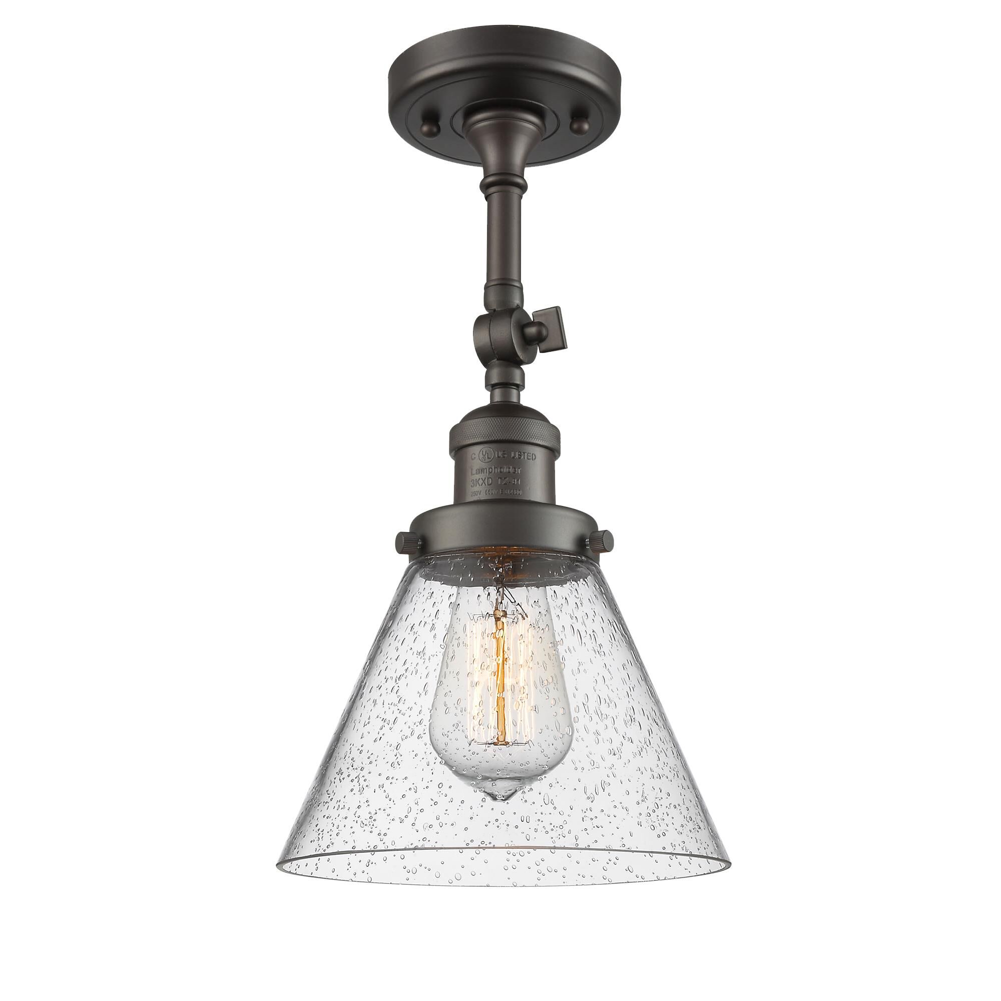 Shown in Oil Rubbed Bronze finish and Seedy glass and None accent