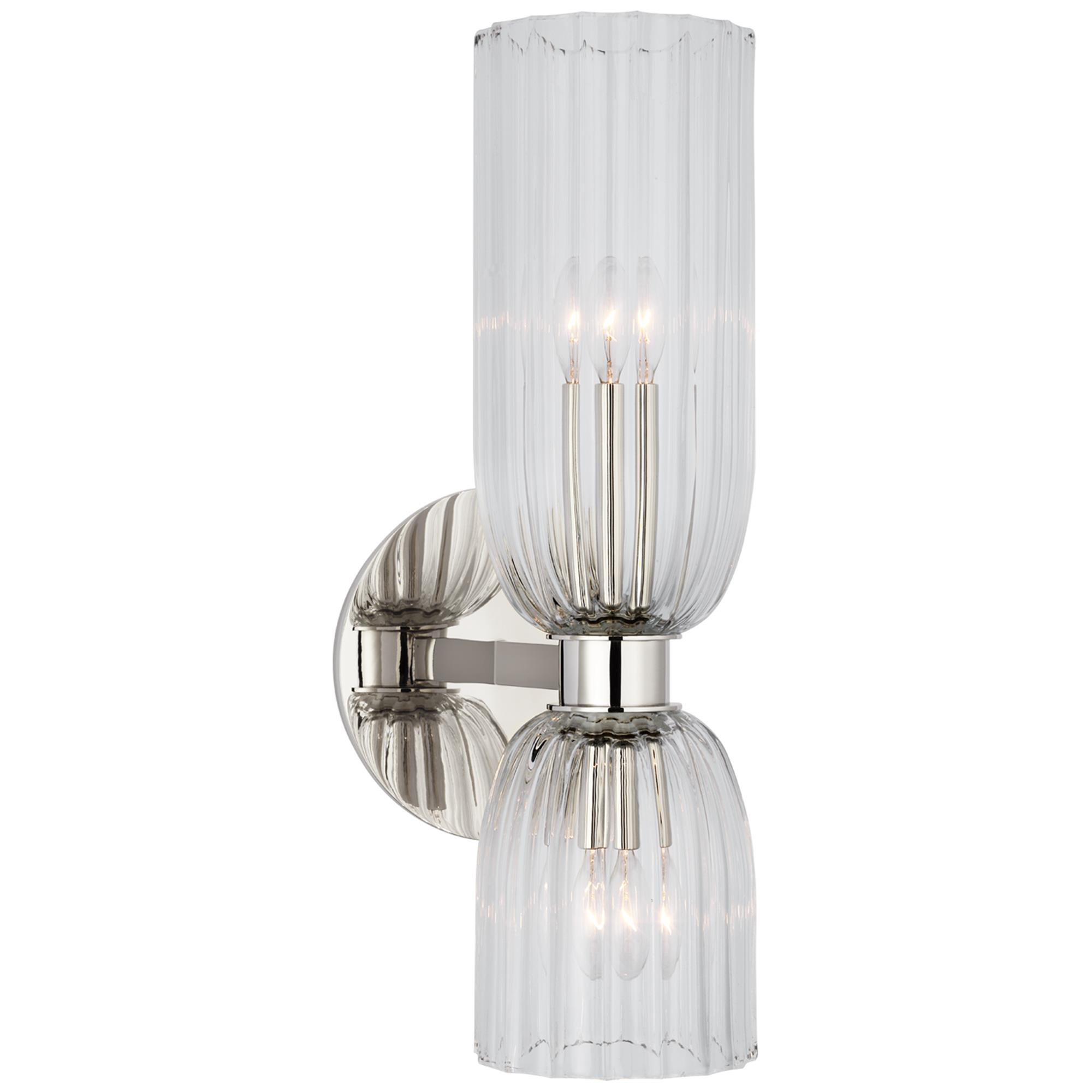 Shown in Polished Nickel finish and Clear glass