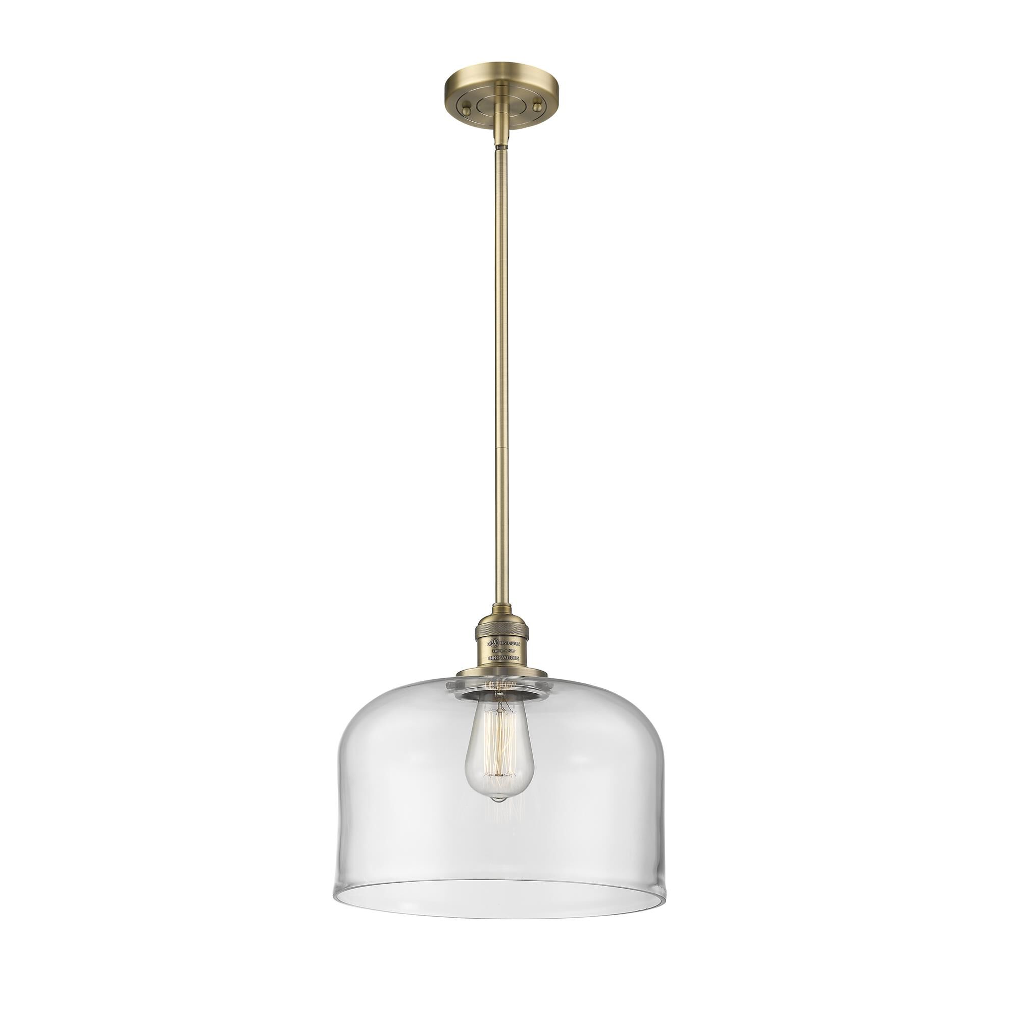 Shown in Brushed Brass finish and Clear glass