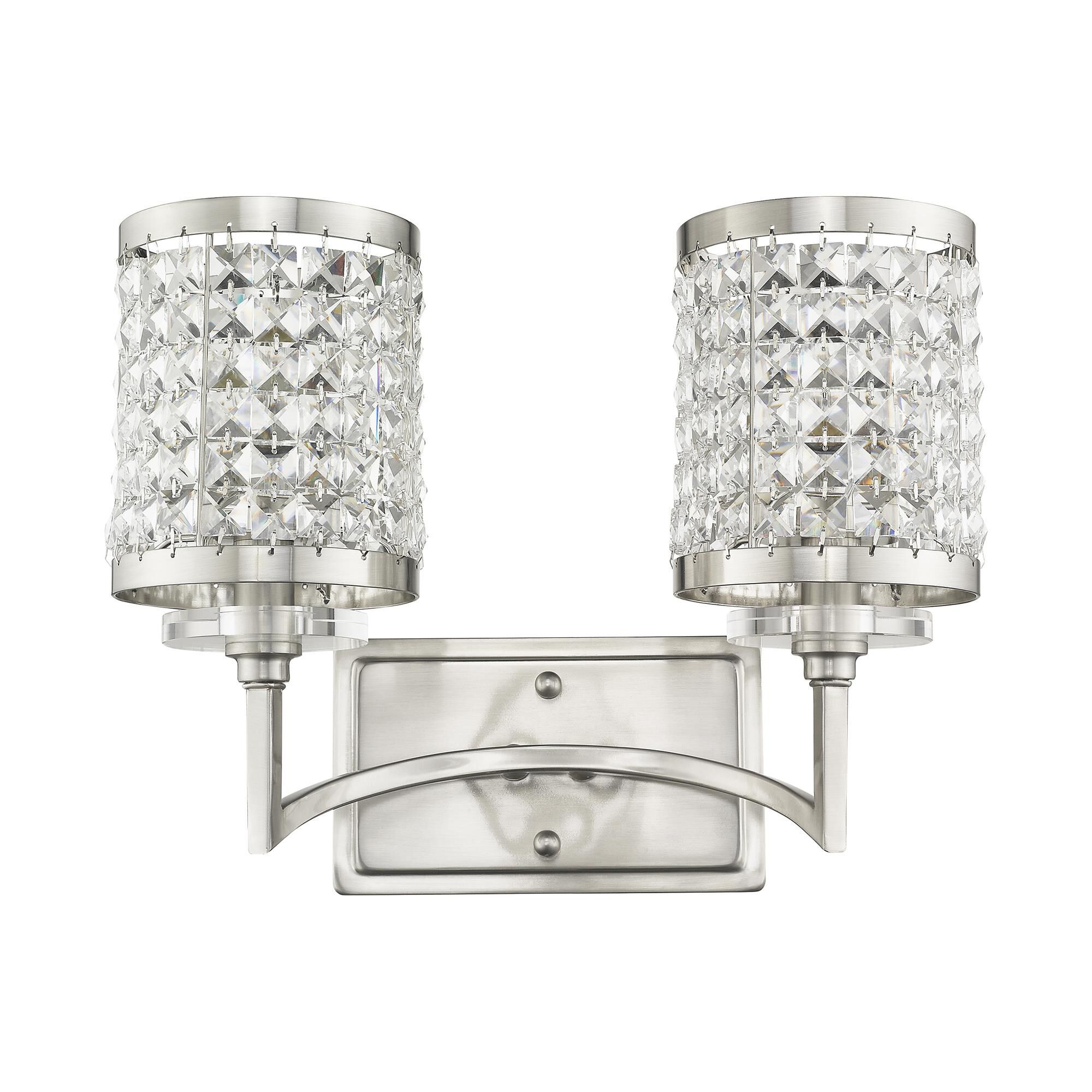 Shown in Brushed Nickel finish and Clear crystal