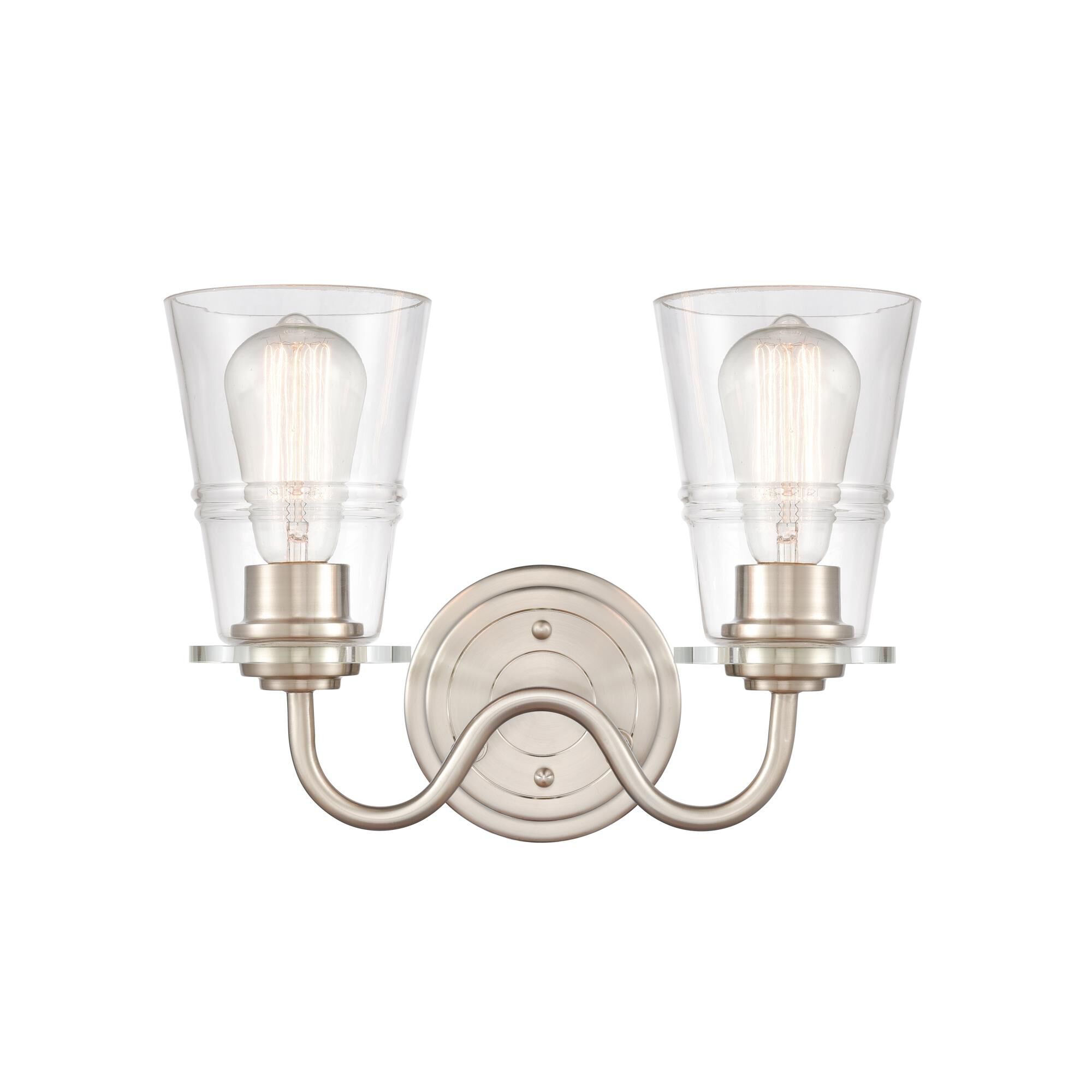 Shown in Satin Nickel finish and Clear Scarlett glass