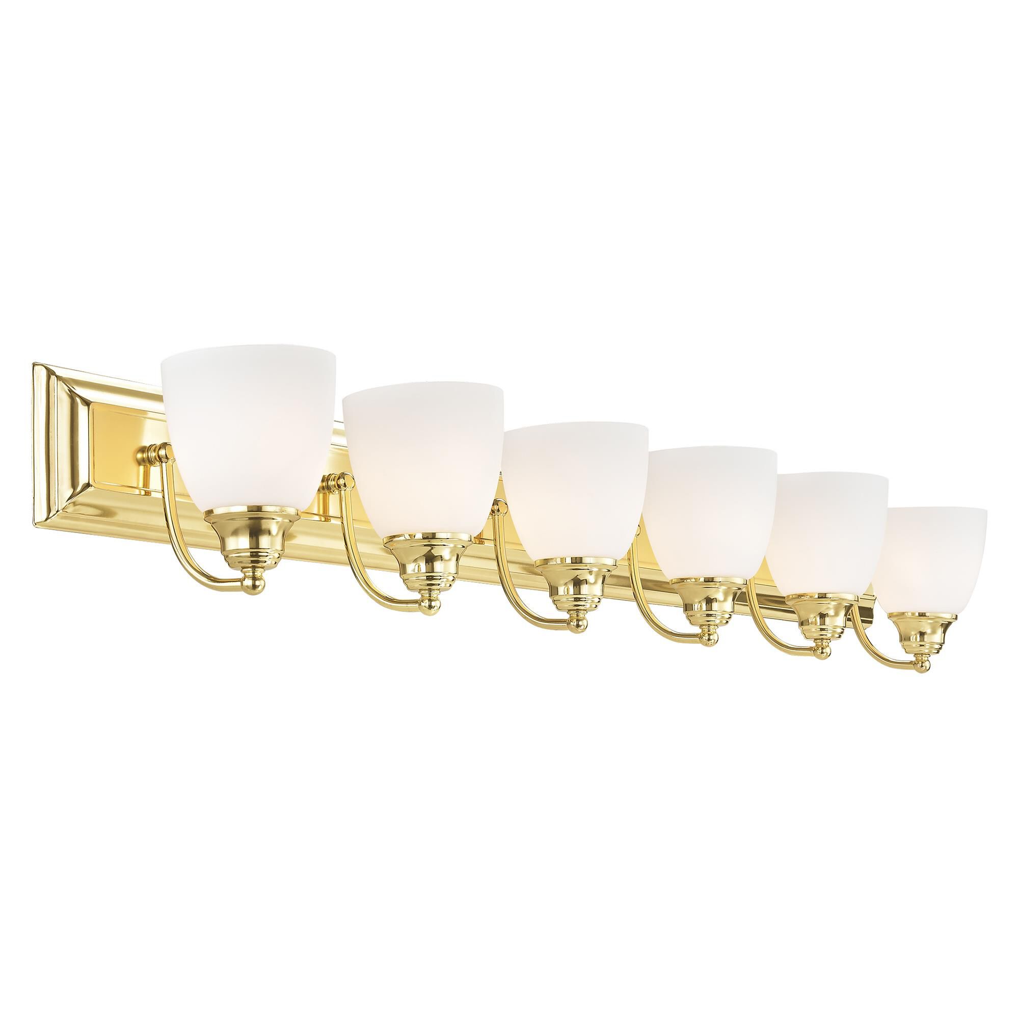 Shown in Polished Brass finish and Hand Blown Satin Opal White glass