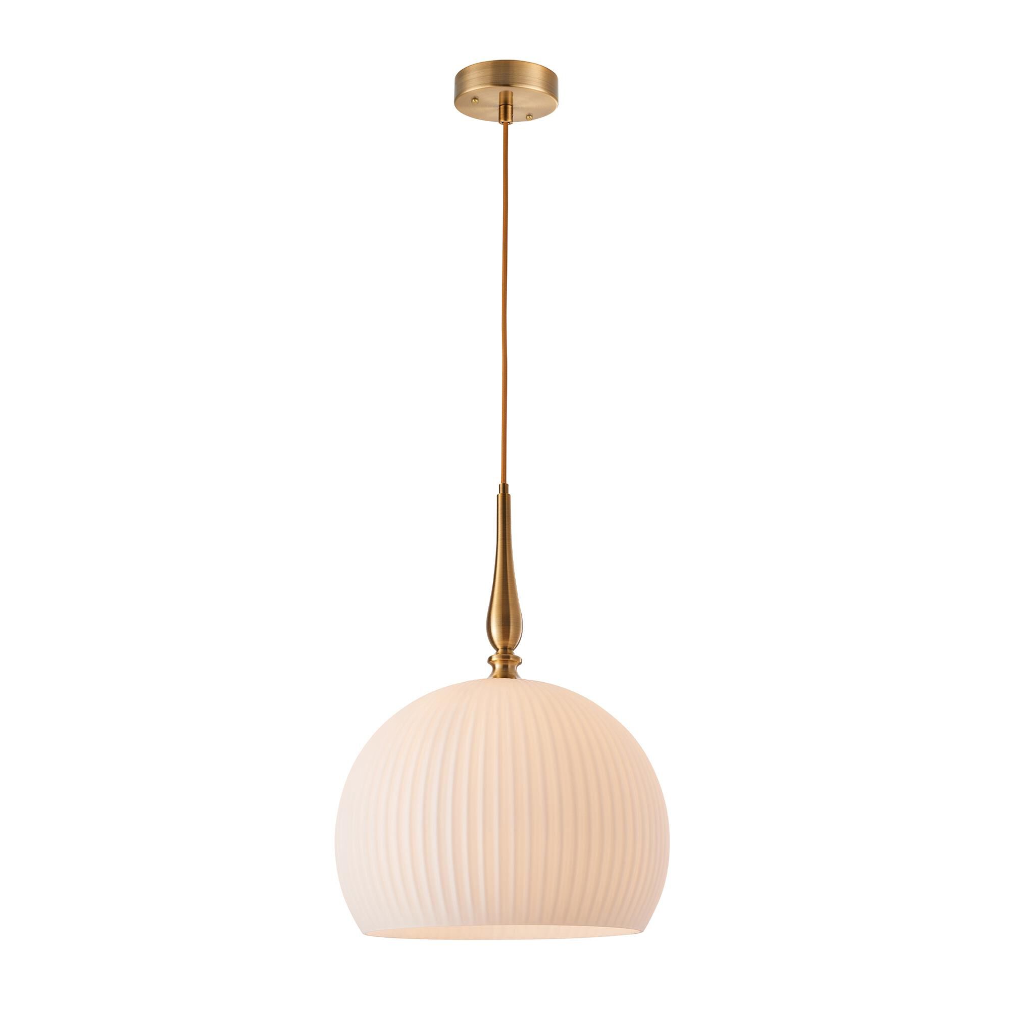 Shown in Brushed Brass finish and Ribbed glass
