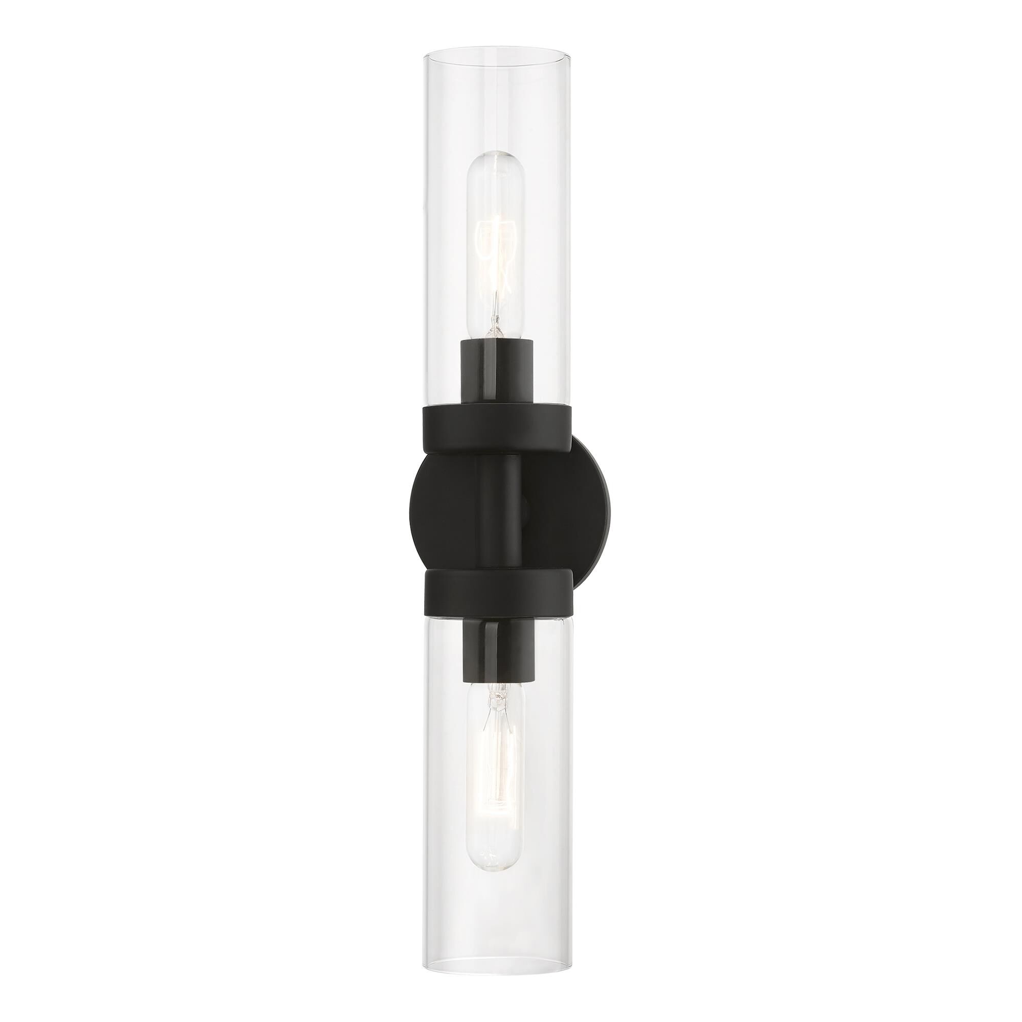 Shown in Black finish and Clear glass