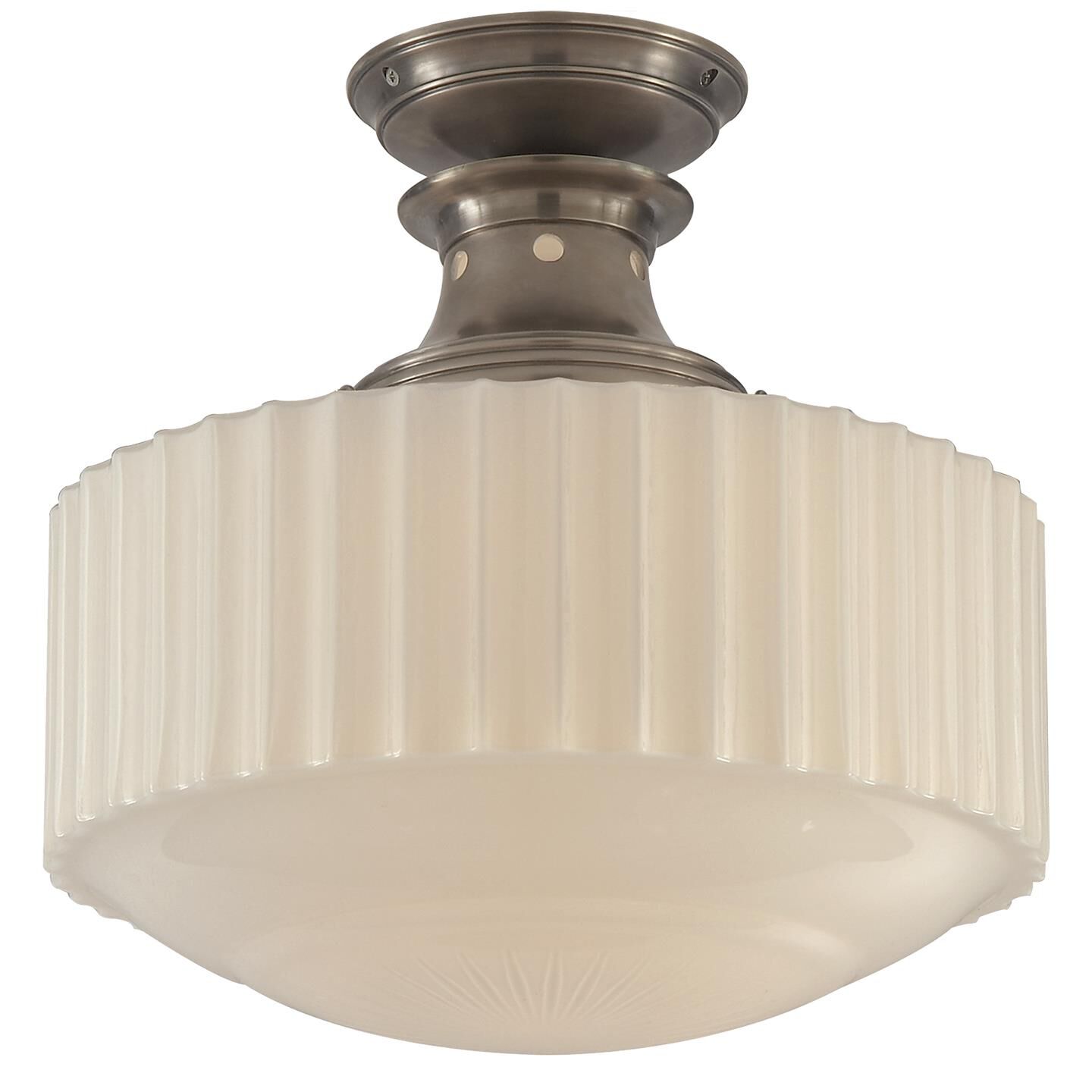 Shown in Antique Nickel finish and White glass