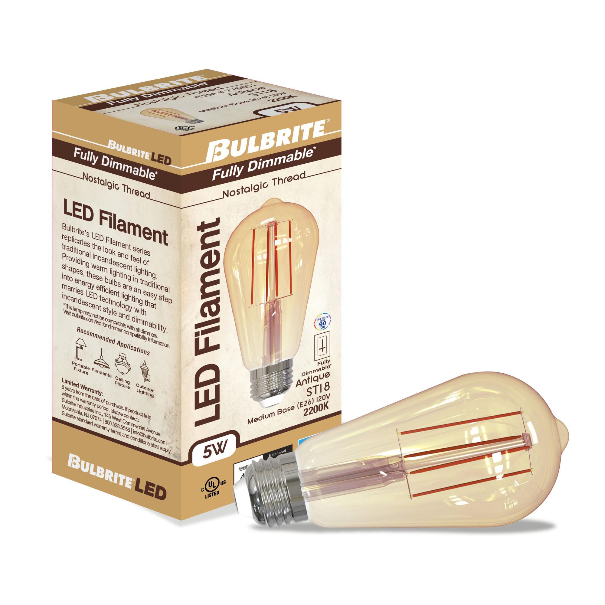5 Watt 2200K ST18 LED Light Bulb,
