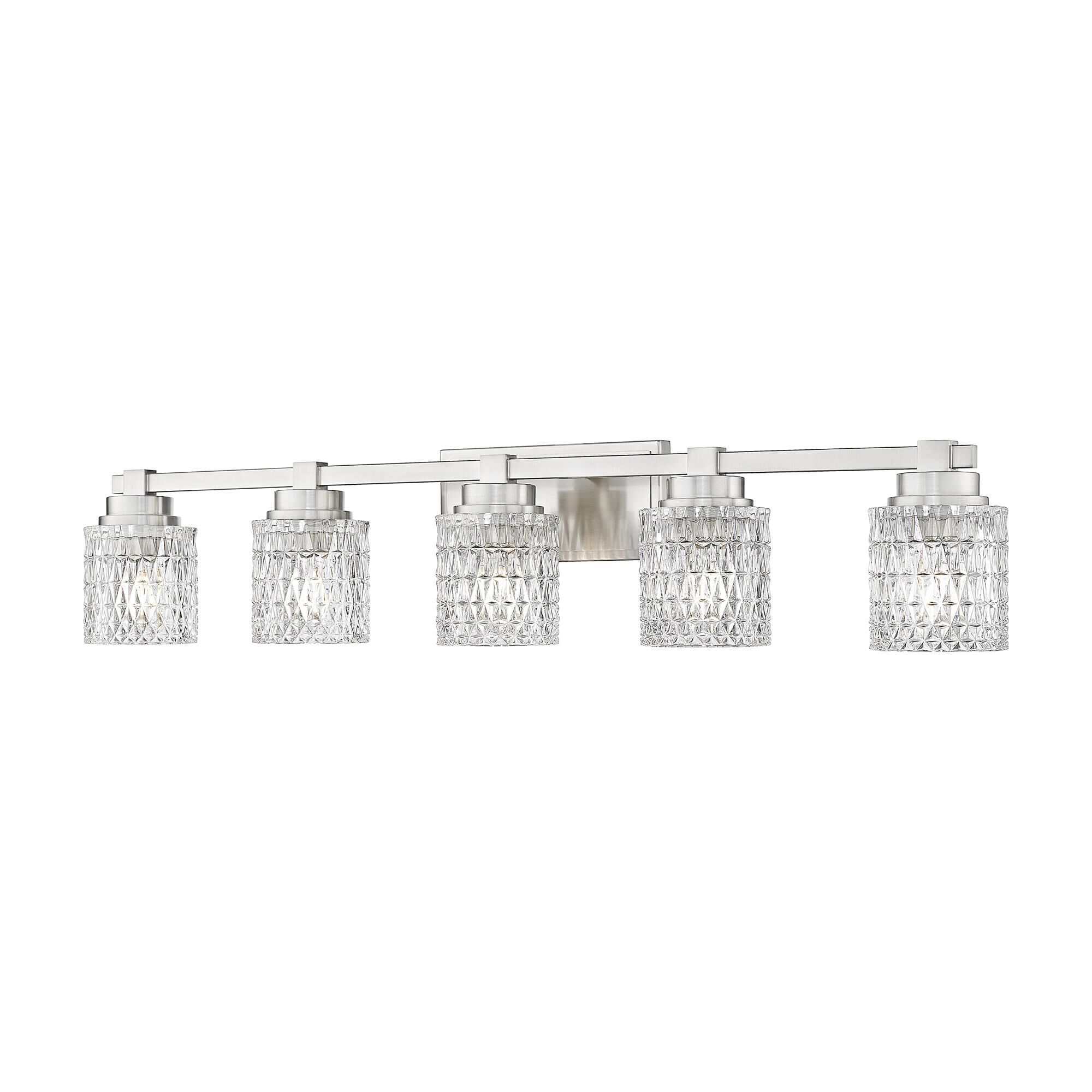 Shown in Brushed Nickel finish and Clear Diamond glass