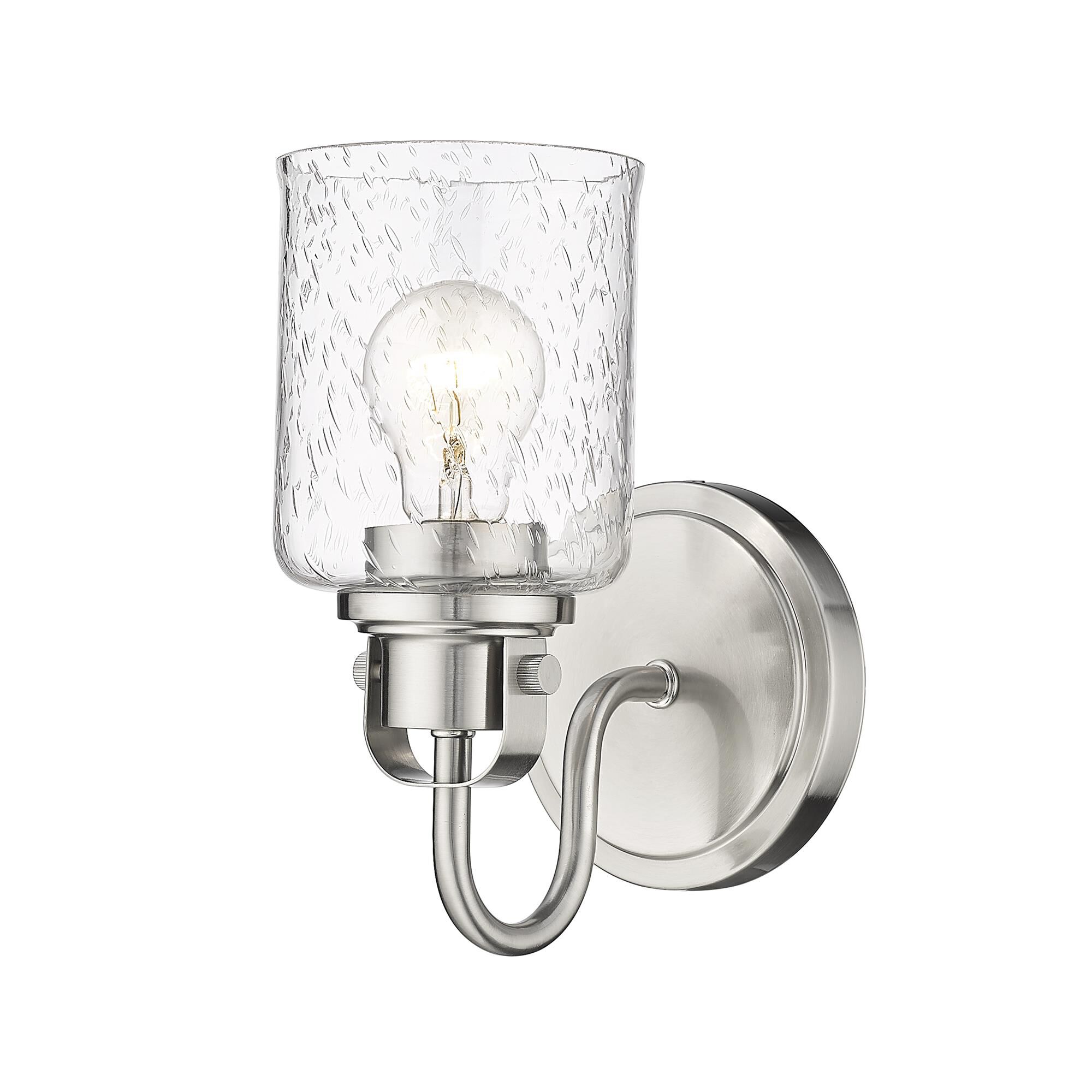 Shown in Brushed Nickel finish and Glass shade