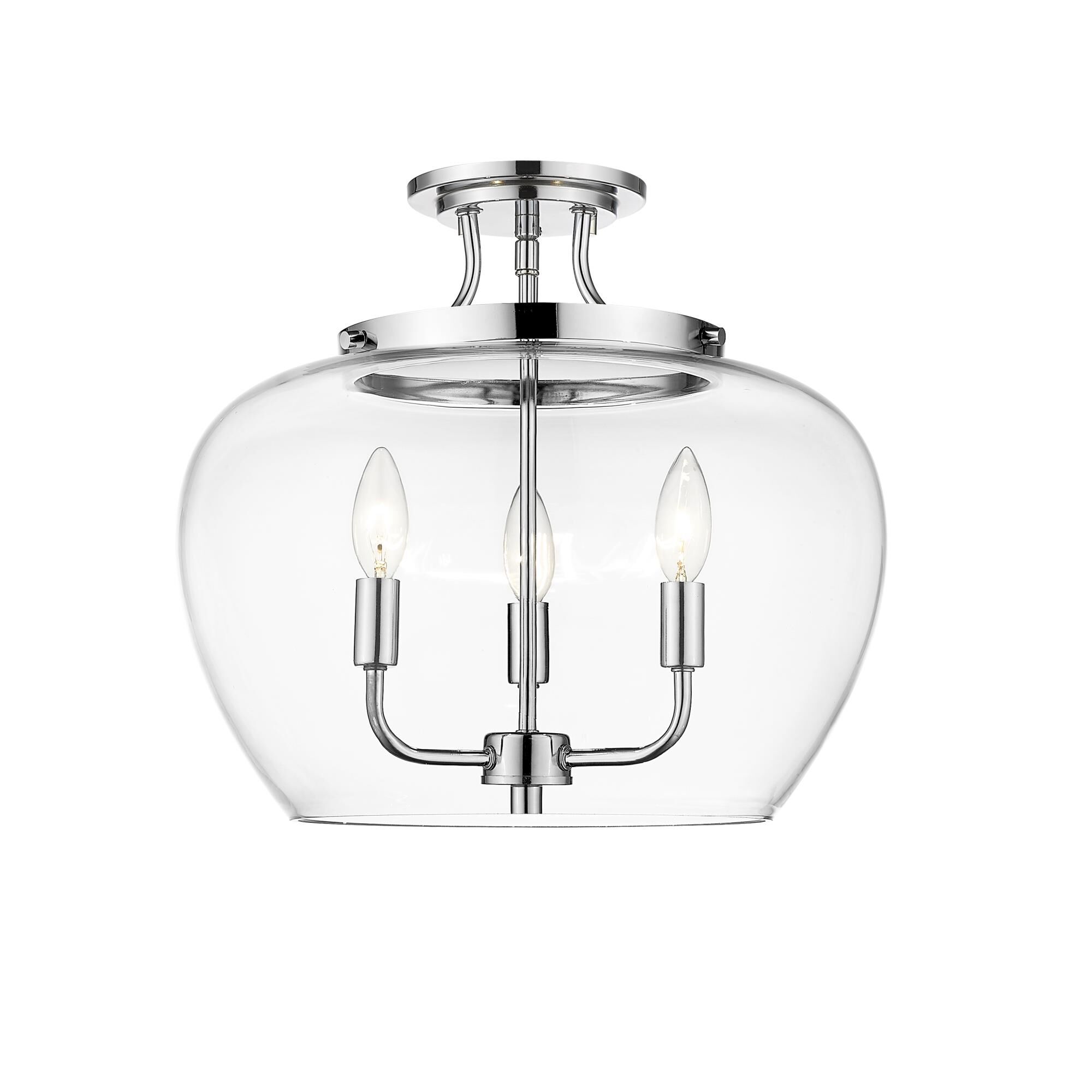 Shown in Chrome finish and Glass shade