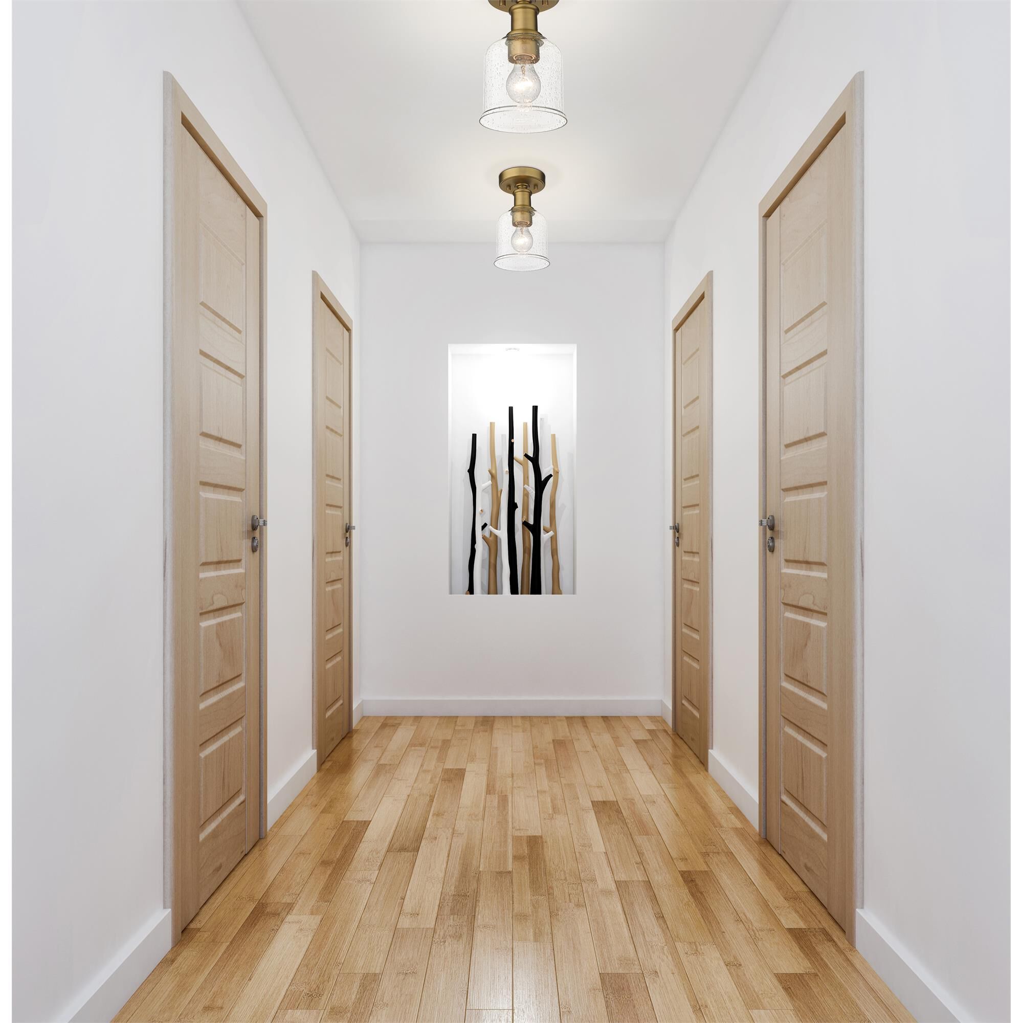 Shown in Heritage Brass finish and Clear Seedy glass and Clear Seedy shade