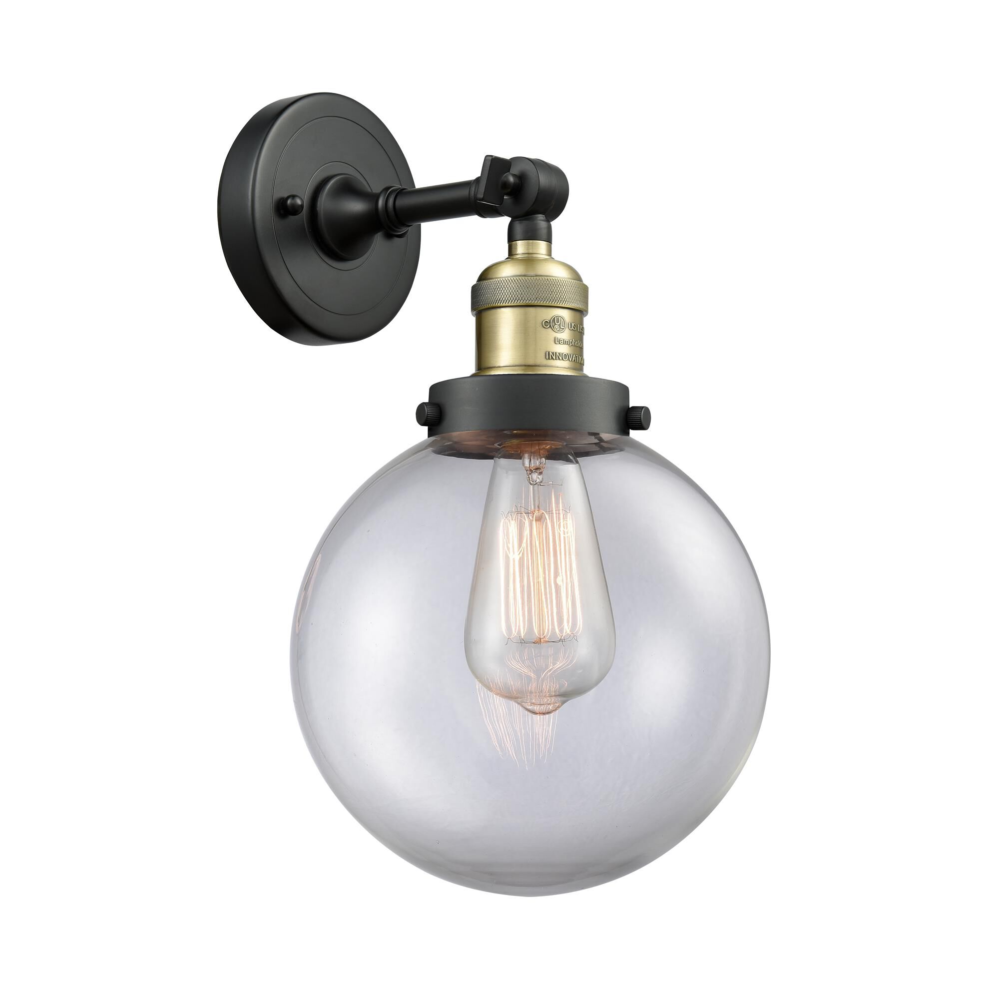 Shown in Black Antique Brass finish and Clear glass