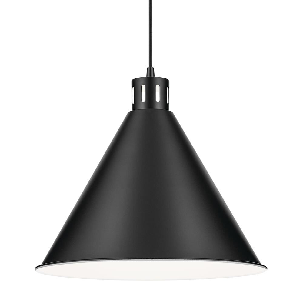 Shown in Black finish and Metal,Tapered,Smooth shade