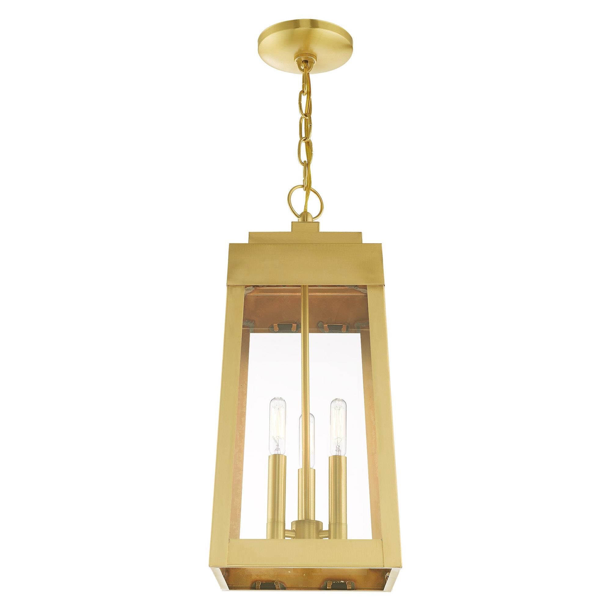 Shown in Satin Brass finish and Clear glass