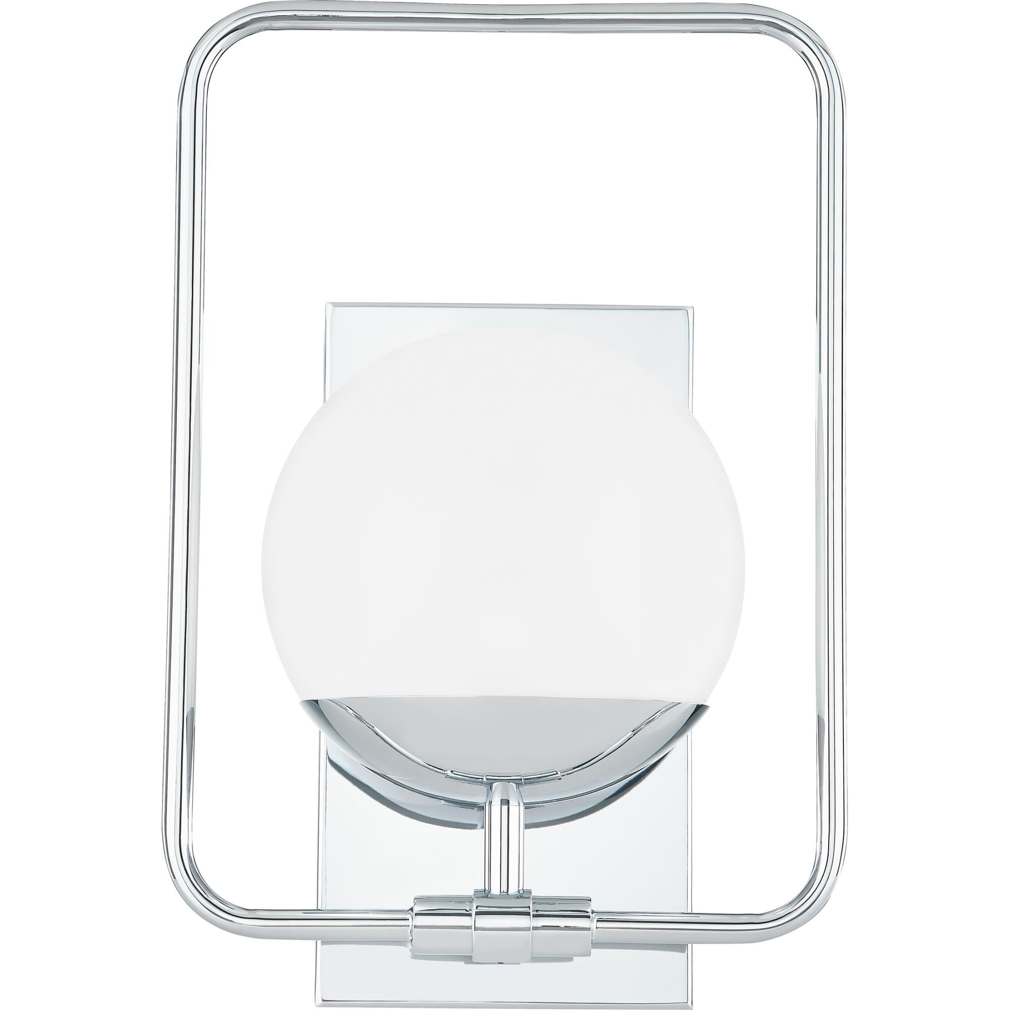 Shown in Polished Chrome finish and Clear Glass With Sandblasted Interior shade