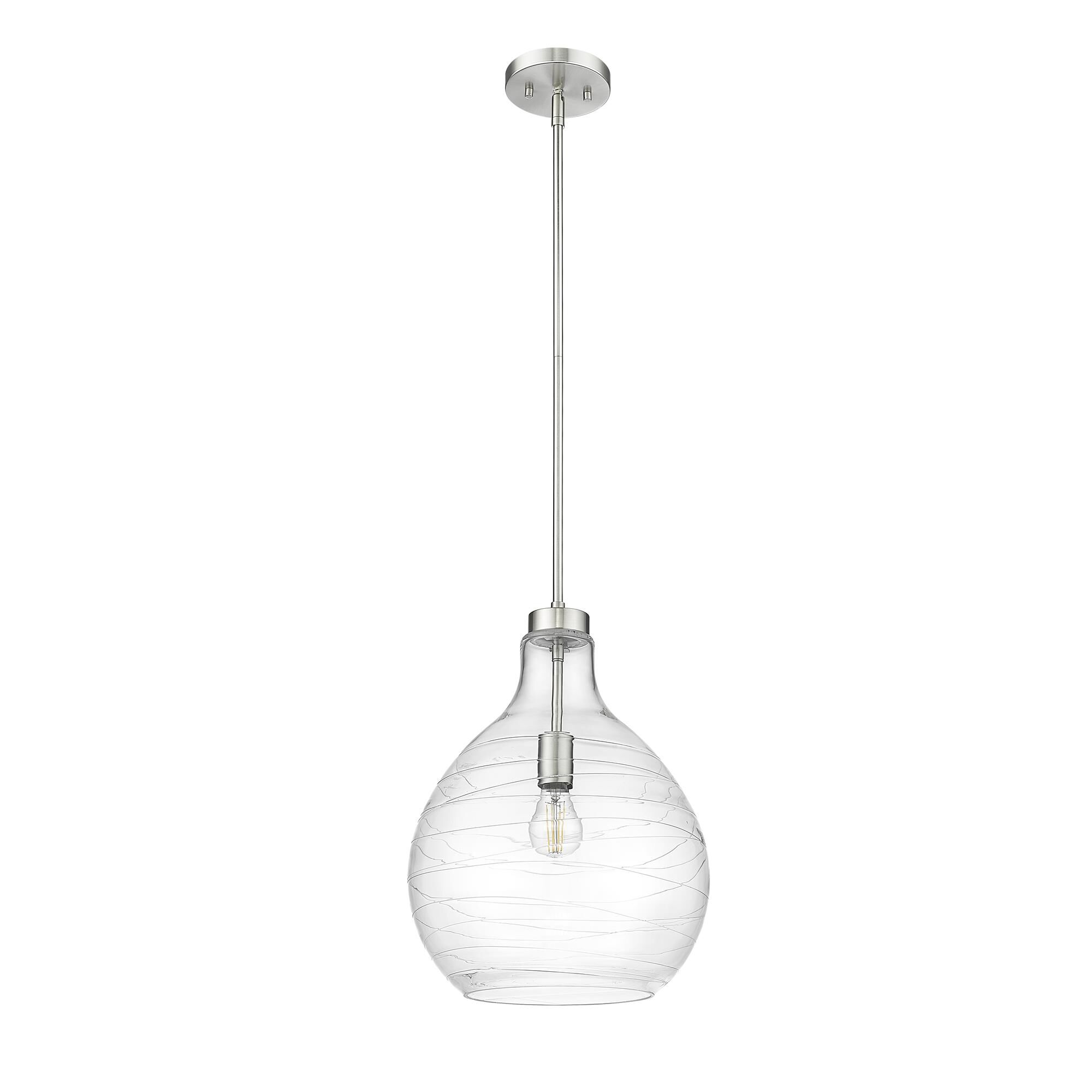 Shown in Brushed Nickel finish and Clear glass