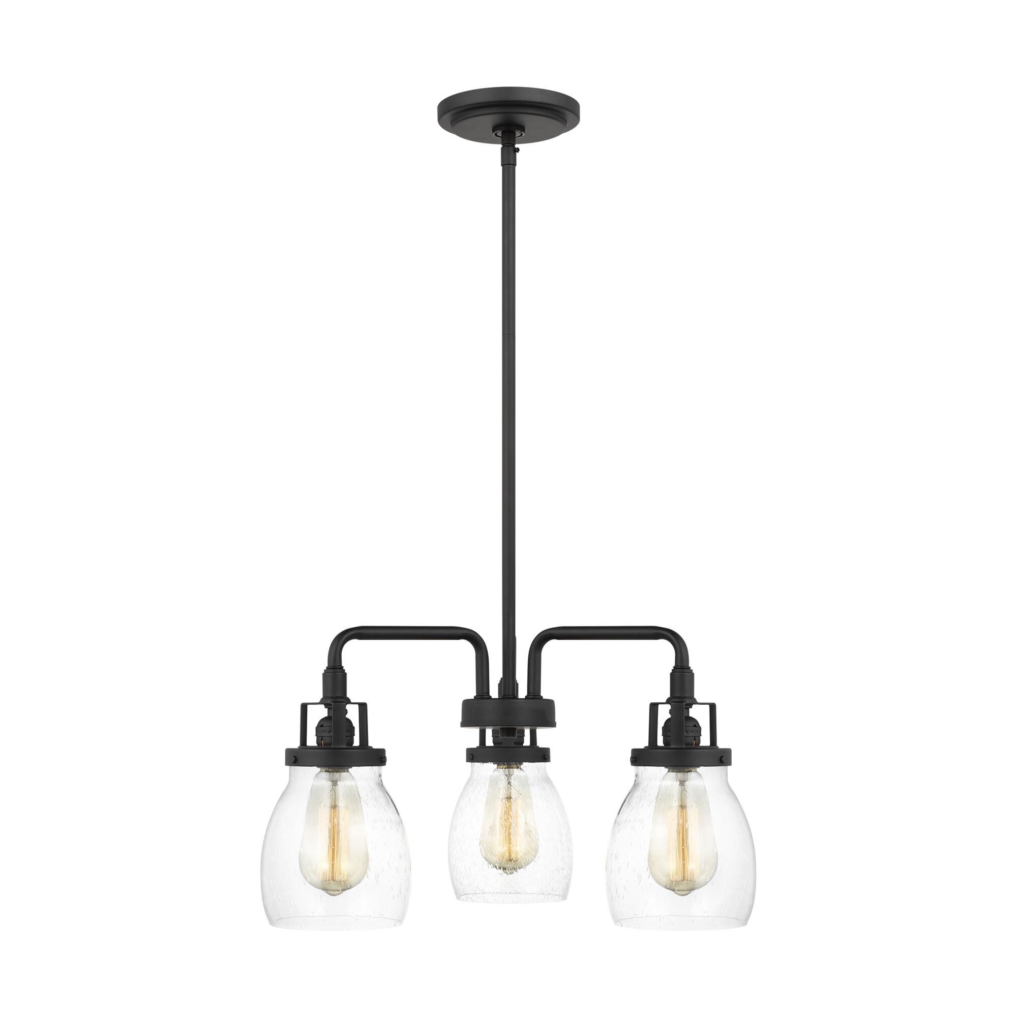 Shown in Midnight Black finish and Clear Seeded glass and Clear Seeded Glass s shade