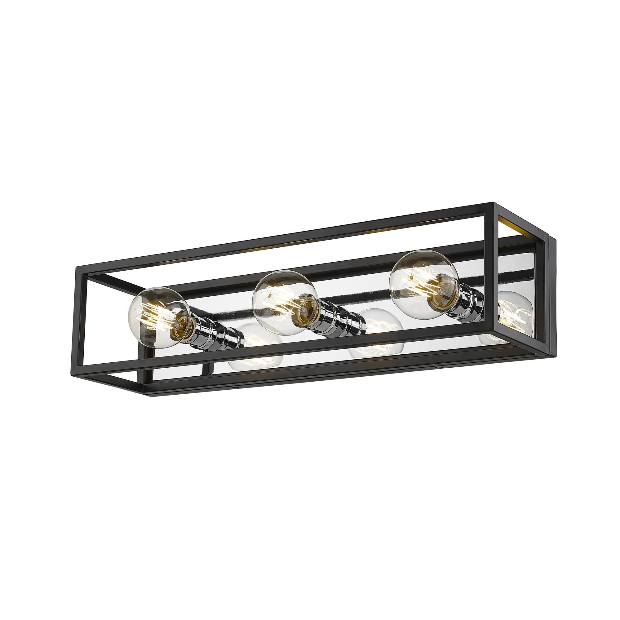 Shown in Matte Black + Chrome finish and --- glass and --- shade