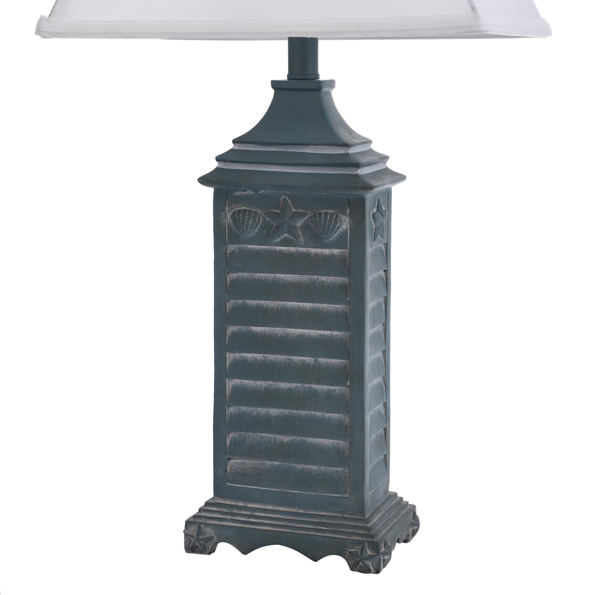 Shown in Blue finish and White Softback Fabric shade