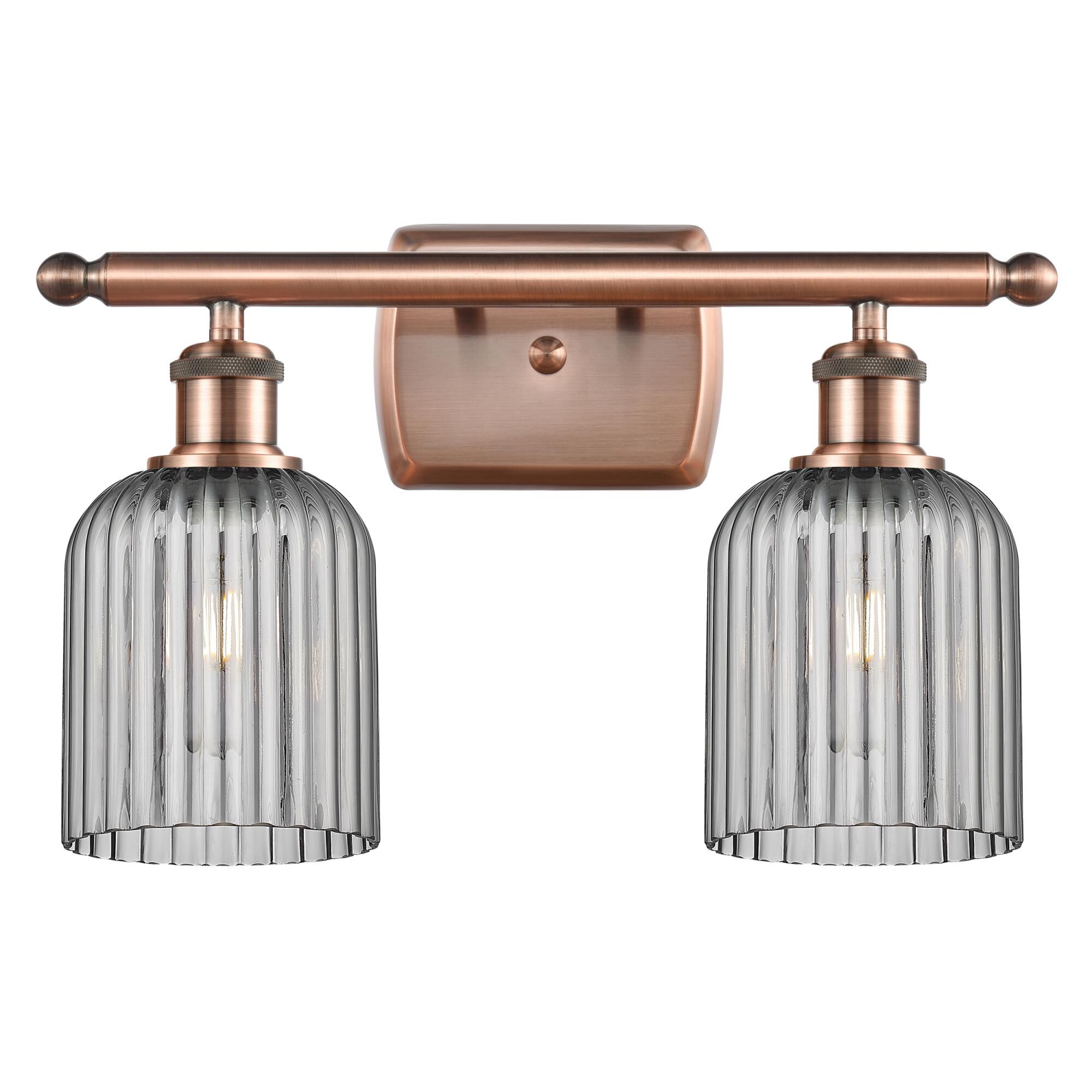 Shown in Antique Copper finish and Light Smoke shade