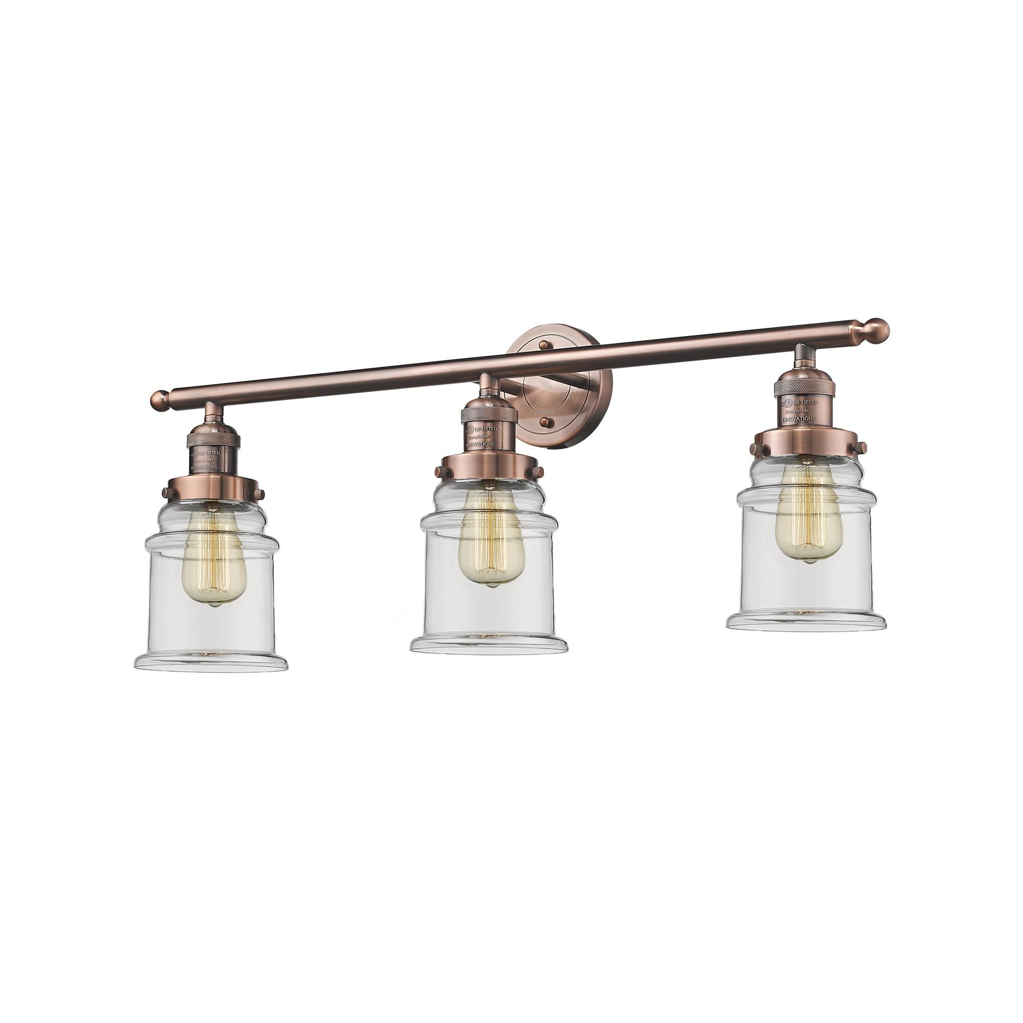 Shown in Antique Copper finish and Clear glass