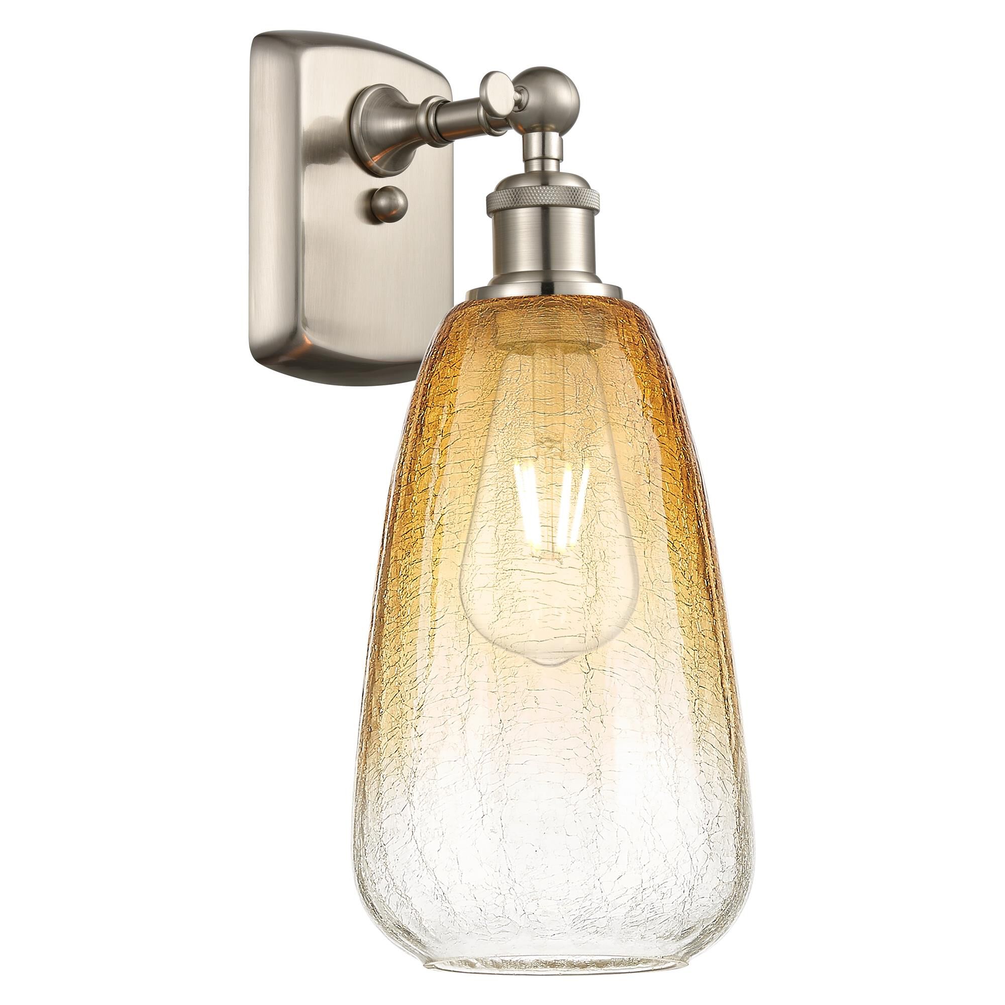 Shown in Brushed Satin Nickel finish and Amber glass