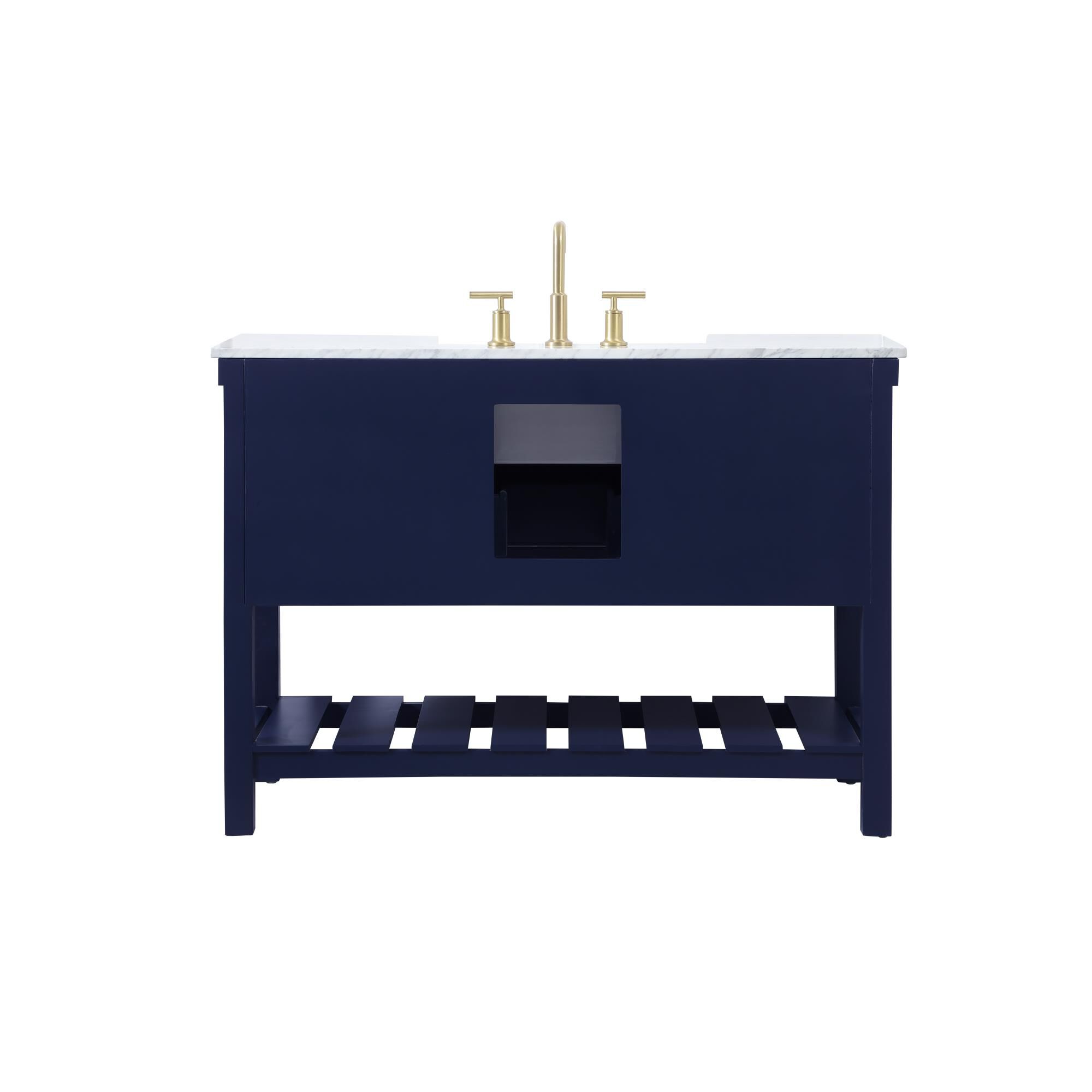 Shown in Blue finish and Without Backsplash accent