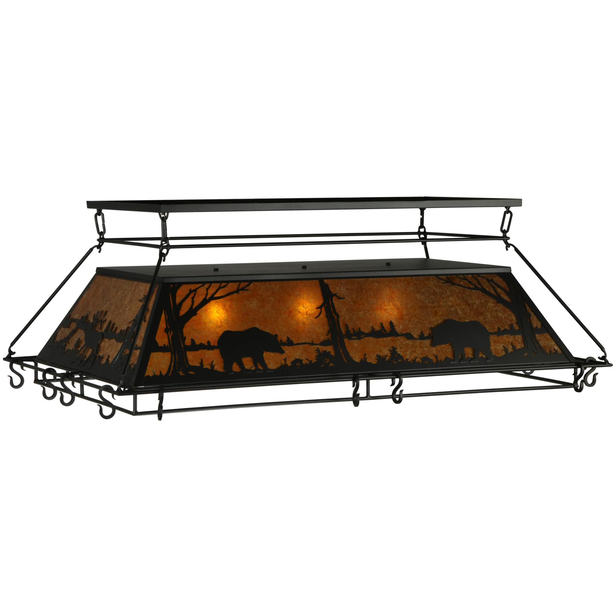 Shown in Black finish and Amber Mica glass