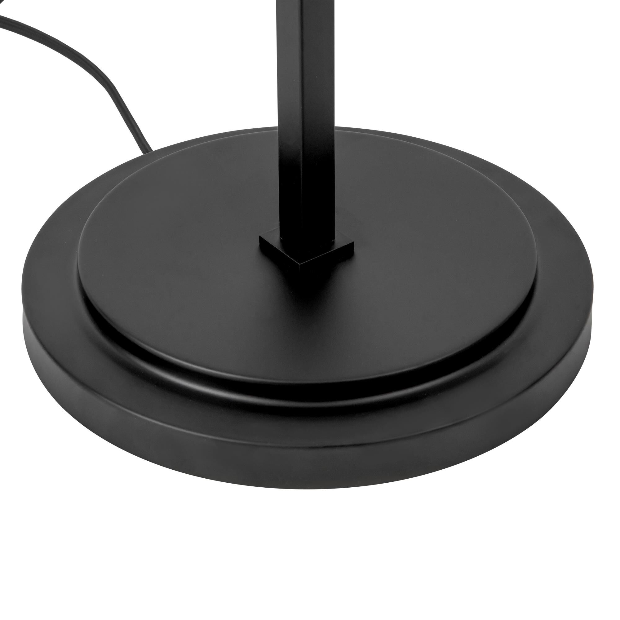 Shown in Matte Black finish and White Linen shade
