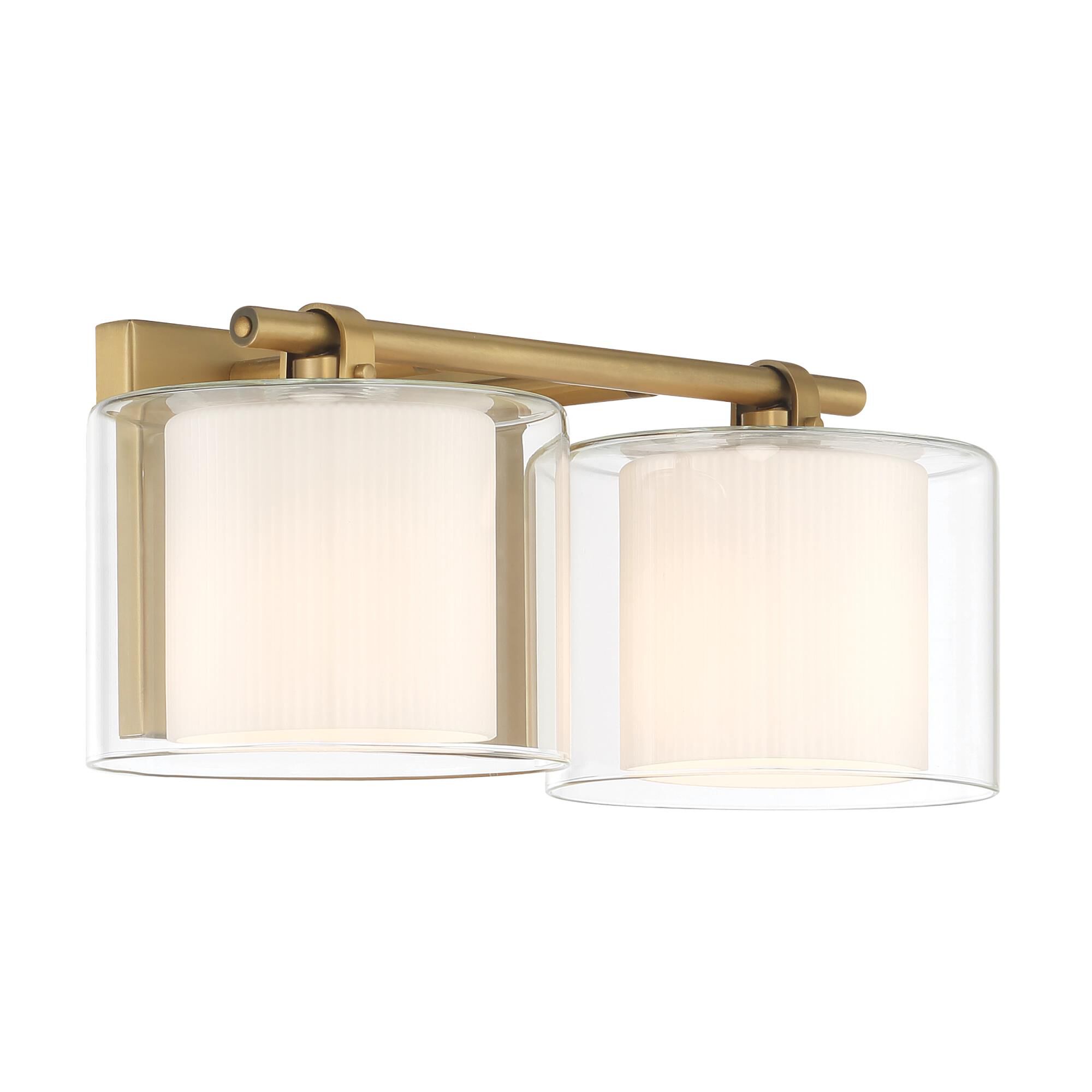 Shown in Legacy Brass finish and Clear and Etched Opal glass