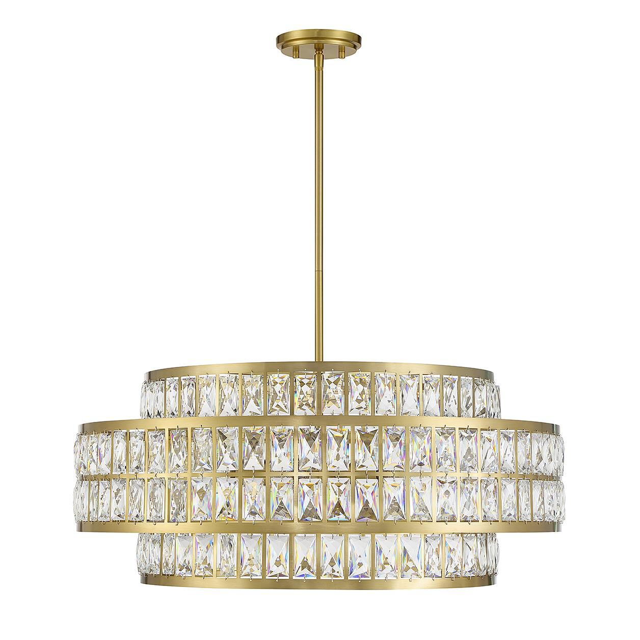 Shown in Warm Brass finish and Clear crystal