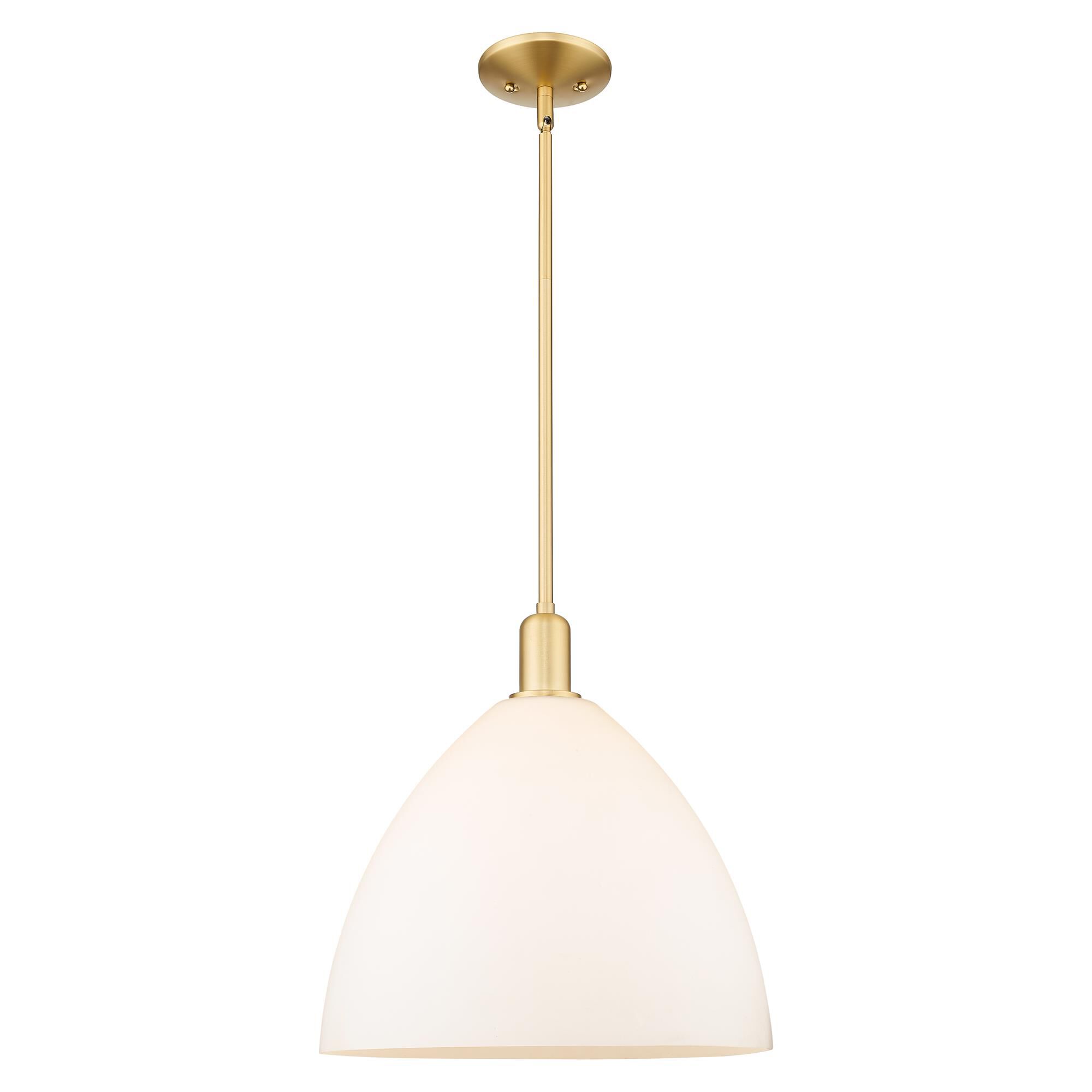 Shown in Satin Gold finish and Matte White glass