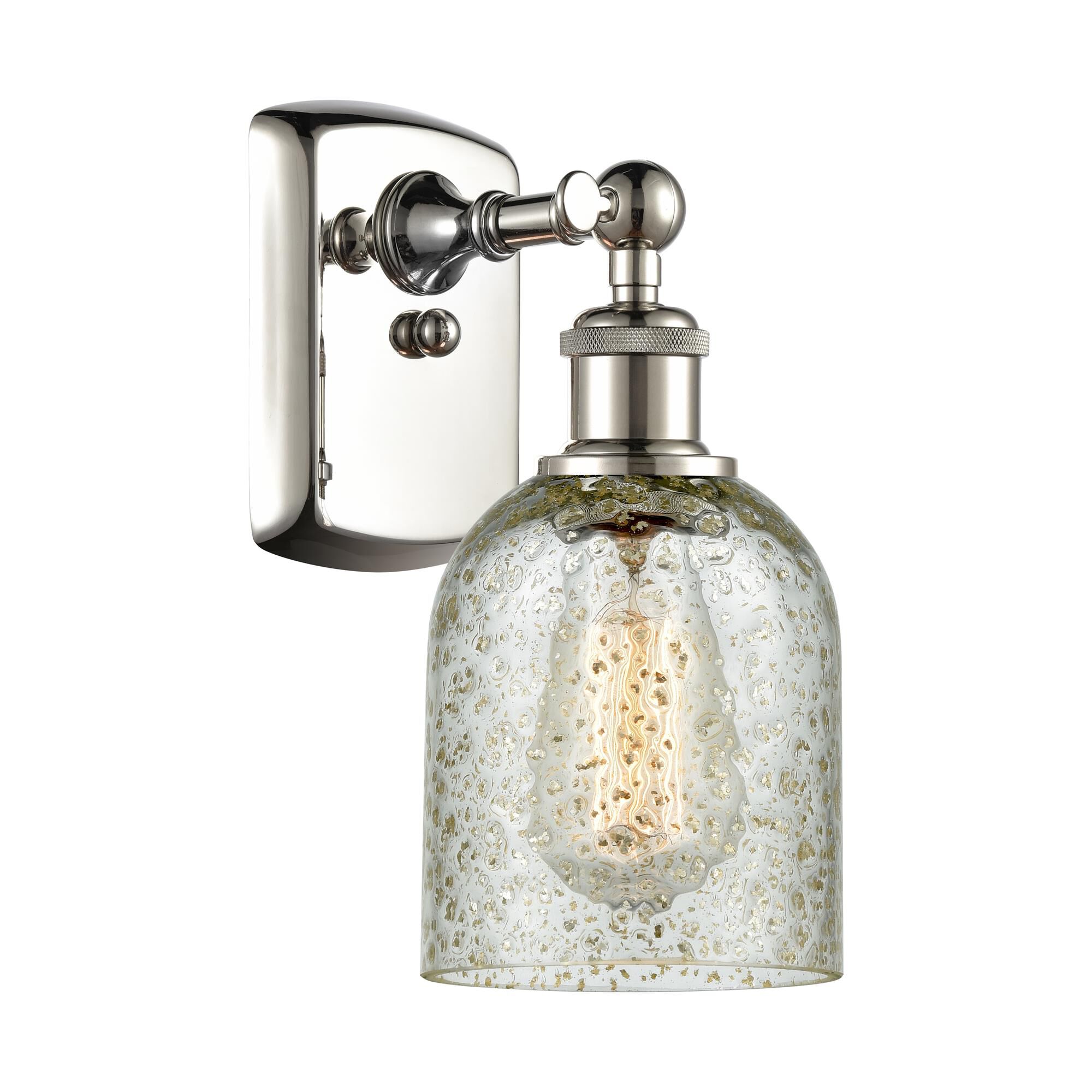 Shown in Polished Nickel finish and Bell glass and Glass shade