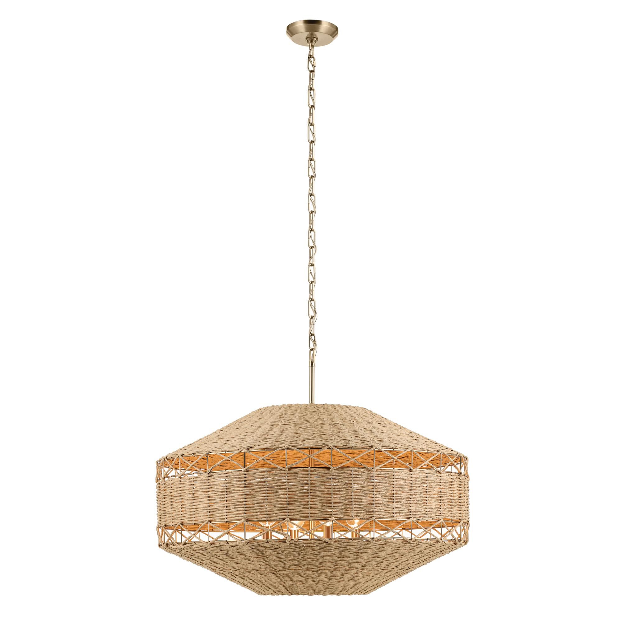 Shown in Champagne Bronze finish and Natural Fibers Textured shade