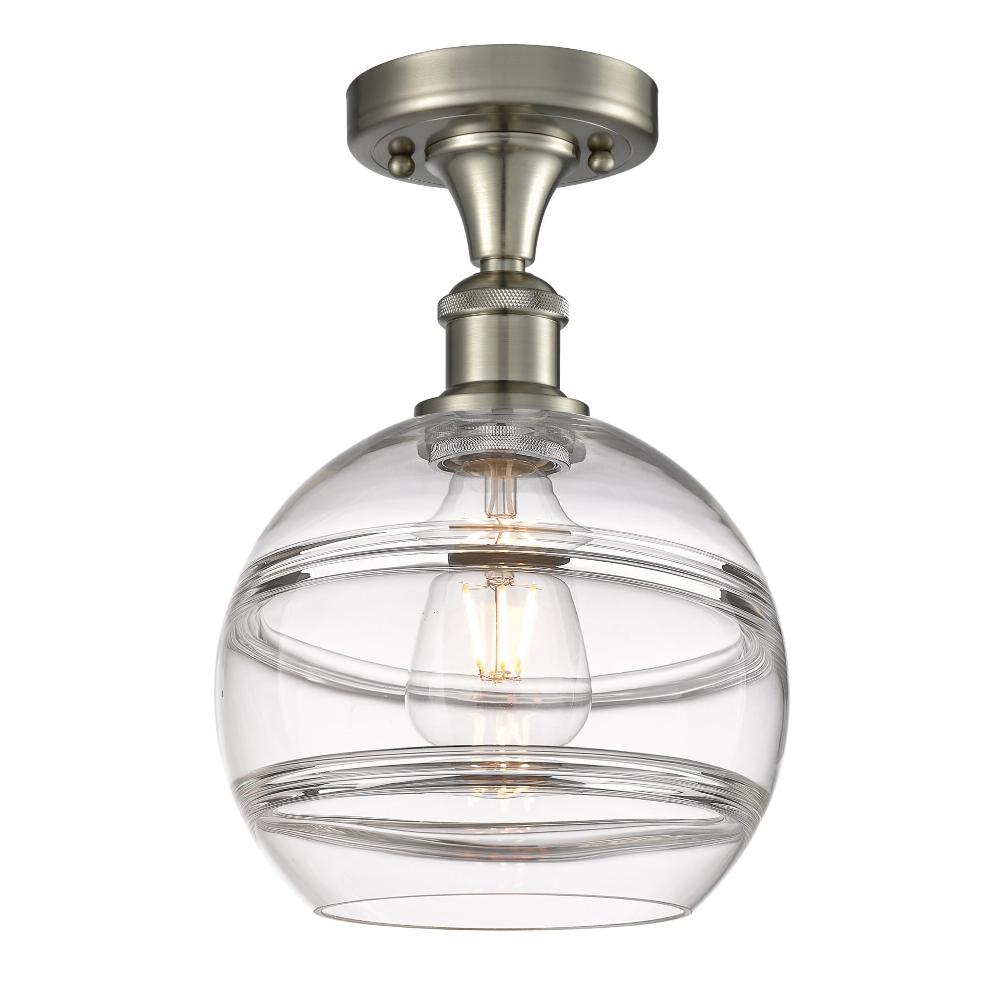 Shown in Brushed Satin Nickel finish and Clear glass