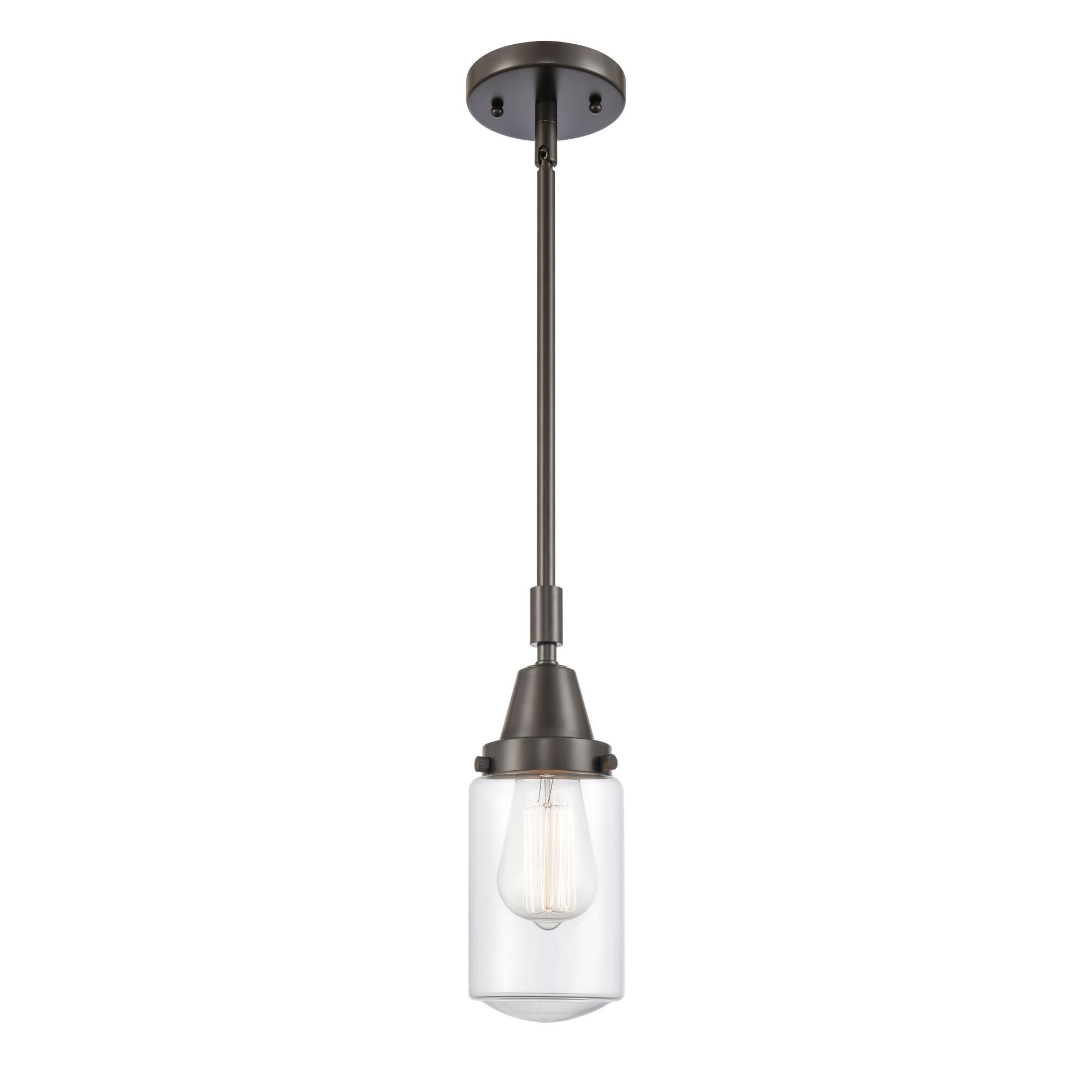 Shown in Oil Rubbed Bronze finish and Clear Dover glass