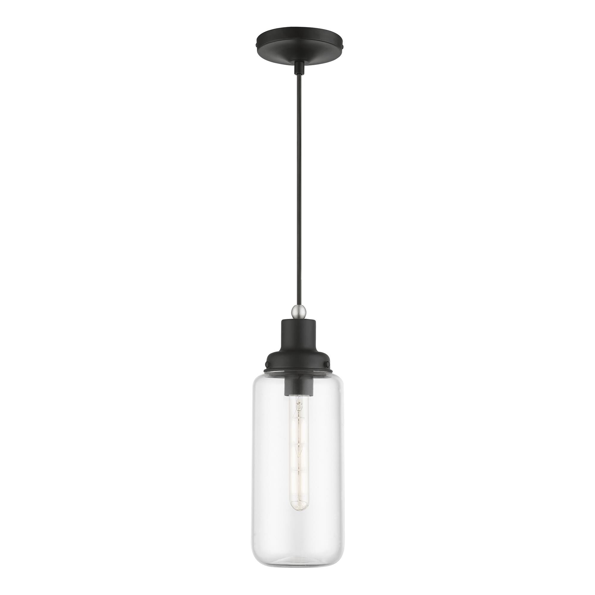 Shown in Black with Brushed Nickel Accent finish and Clear glass