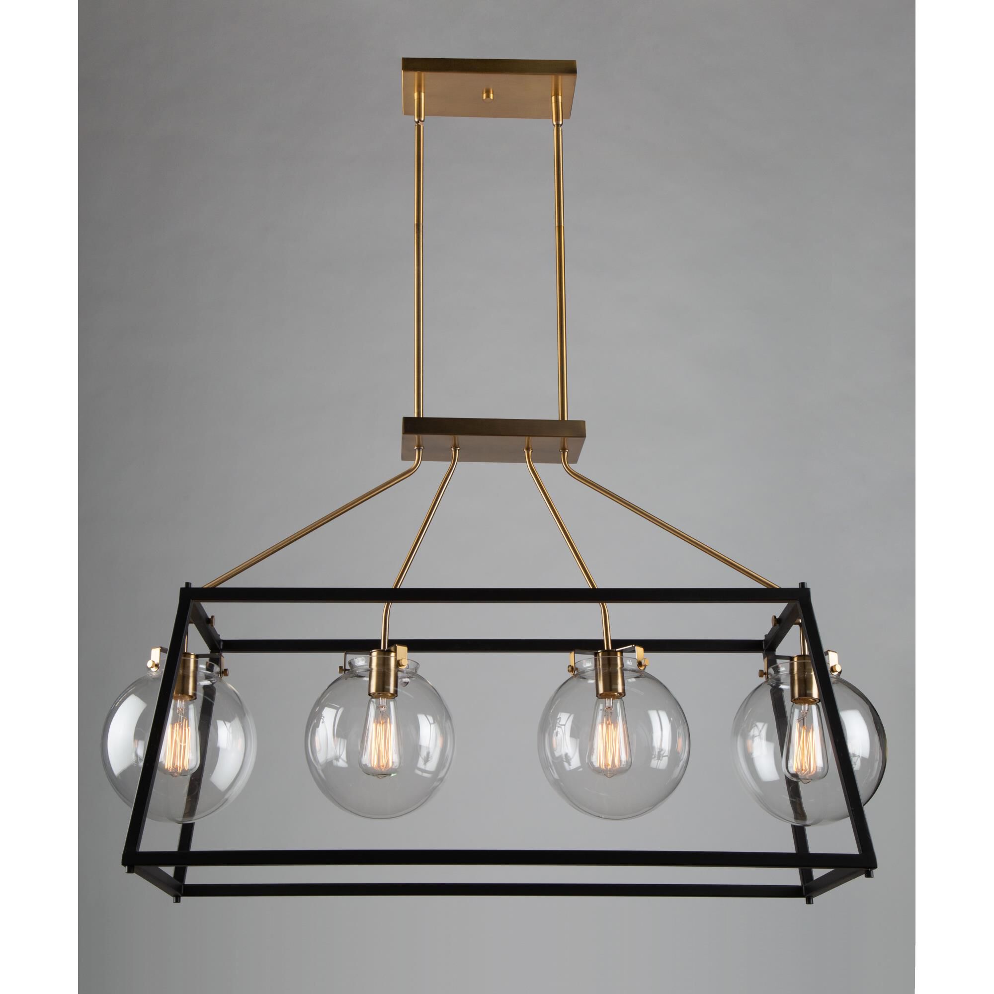 Shown in Black & Harvest Brass finish and Glass shade