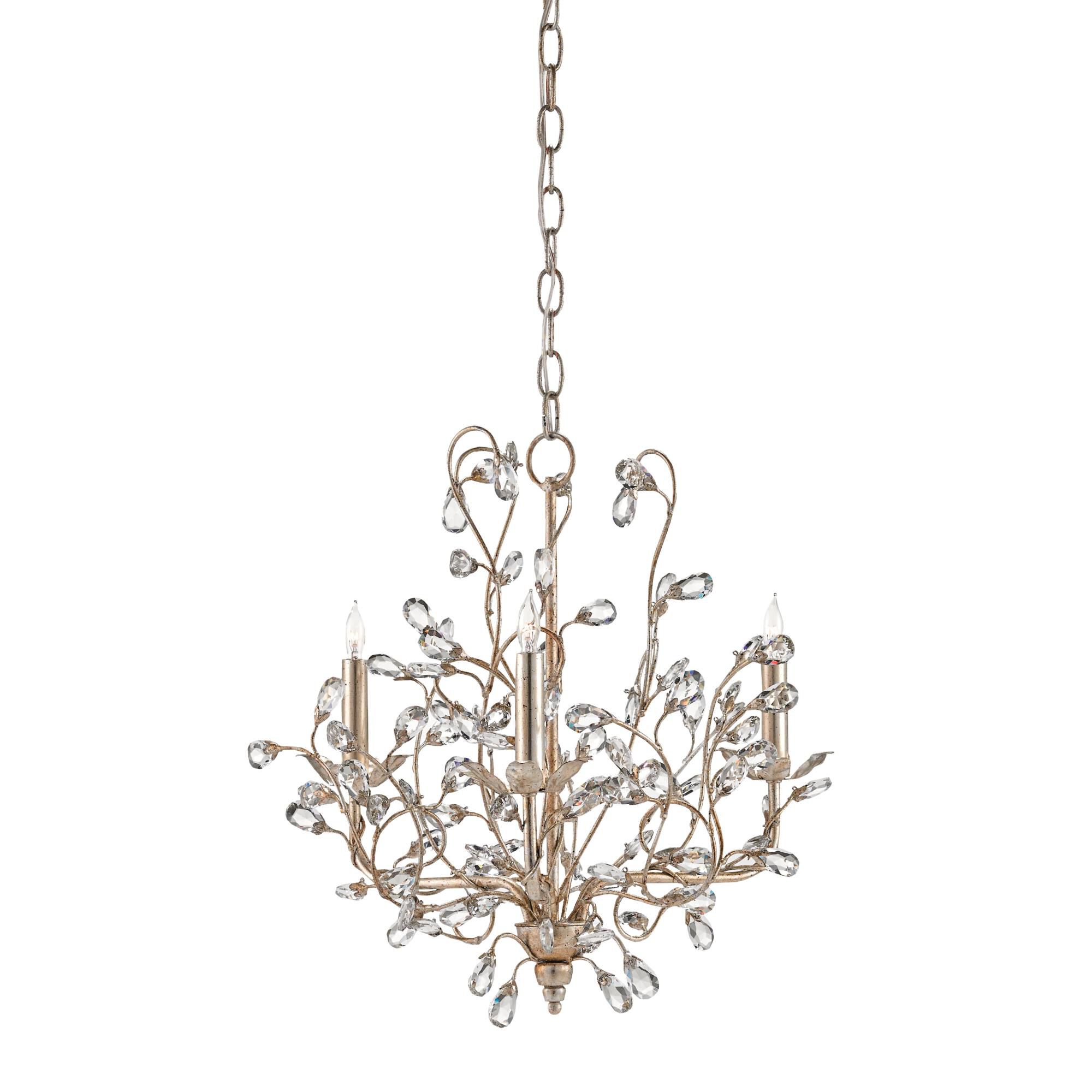 Crystal Bud 18 Inch 3 Light Mini Chandelier by Currey and Company