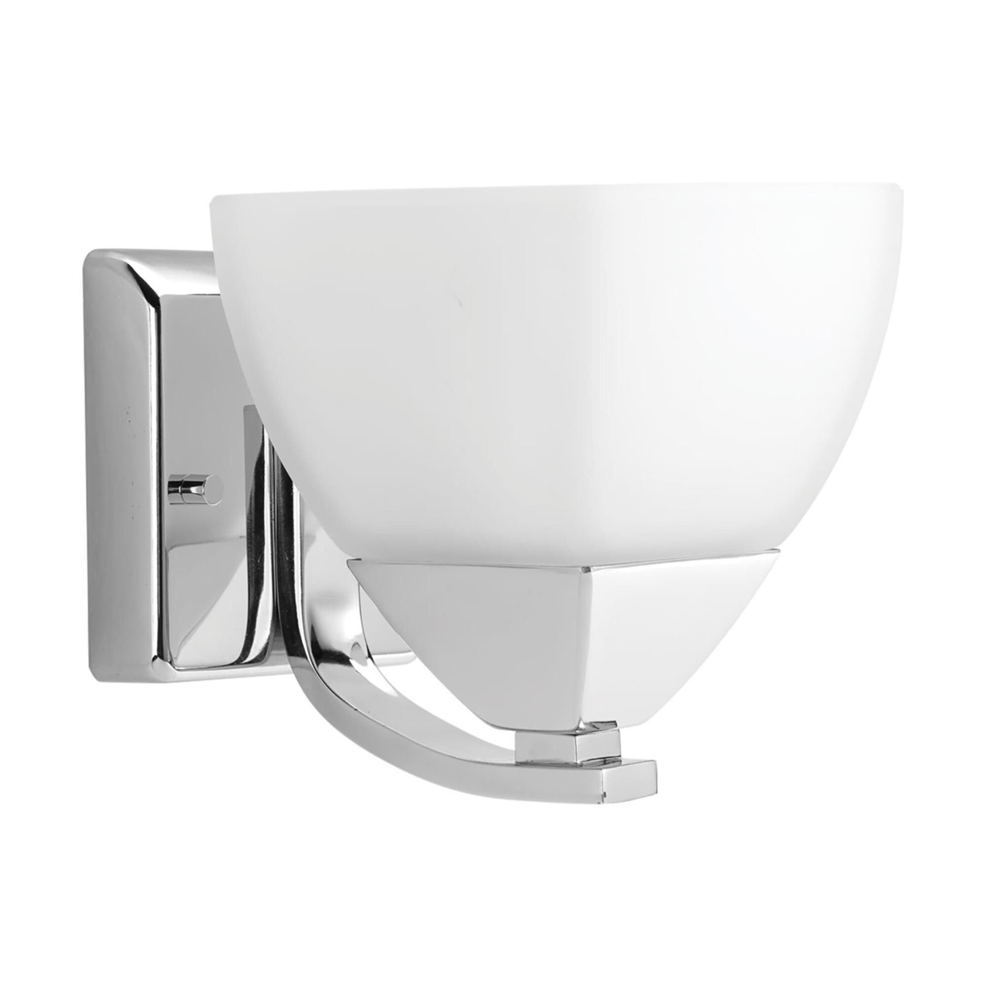 Shown in Polished Chrome finish and Etched White glass