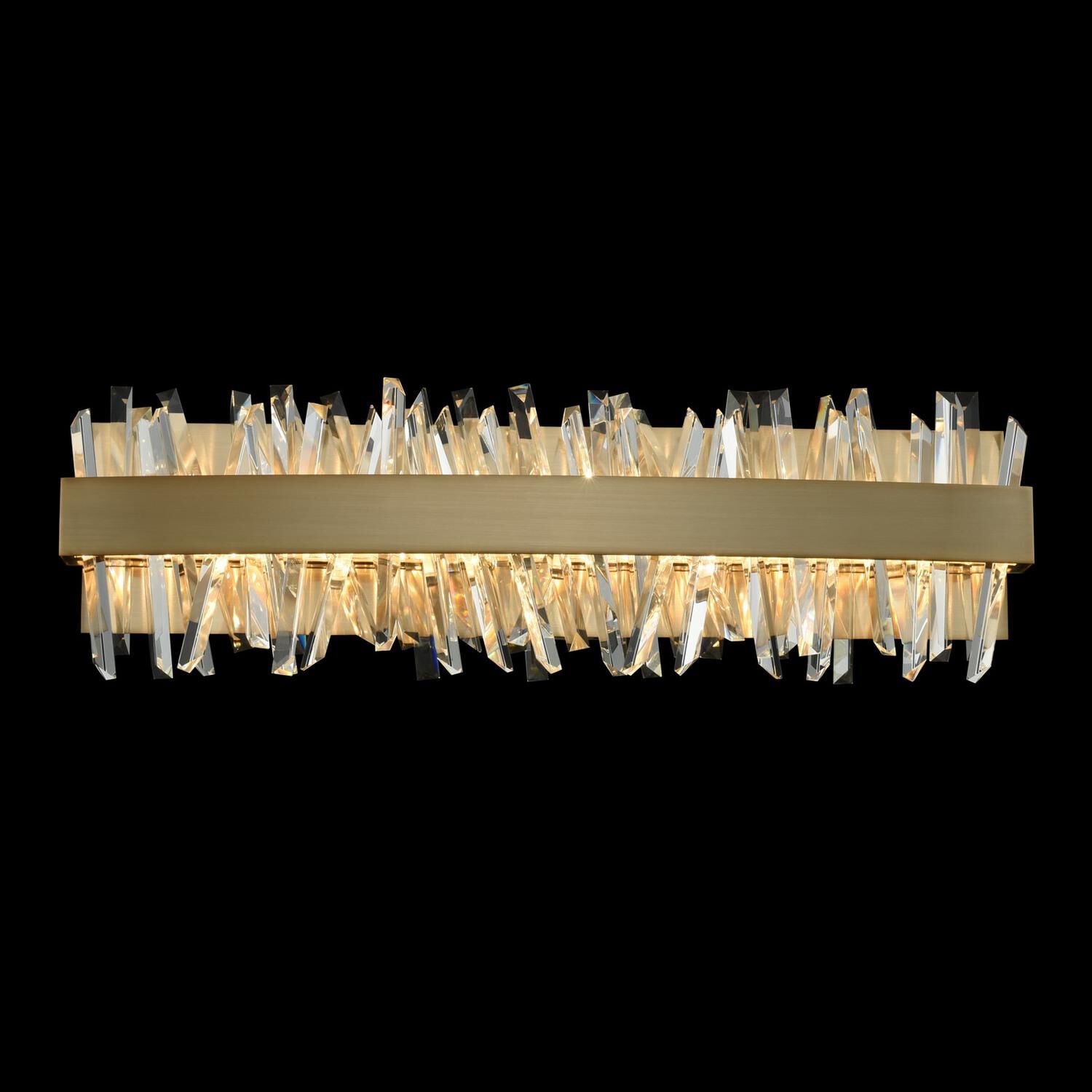 Shown in Brushed Champagne Gold finish and Firenze  Spears crystal and Clear Glacier glass