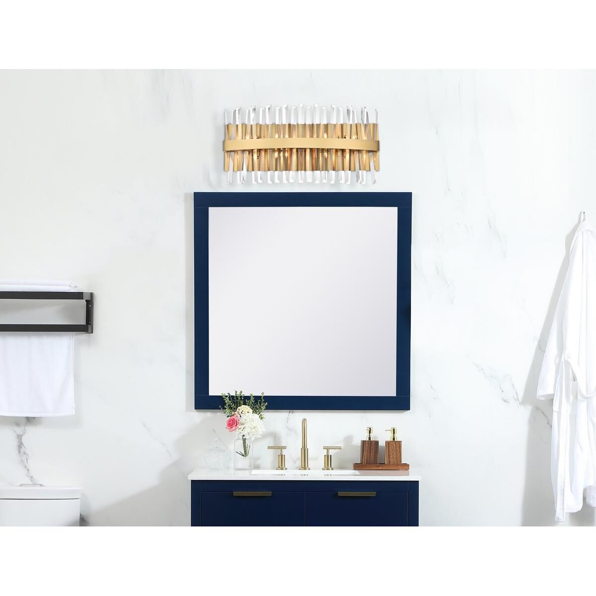 Shown in Satin Gold finish and Royal Cut crystal