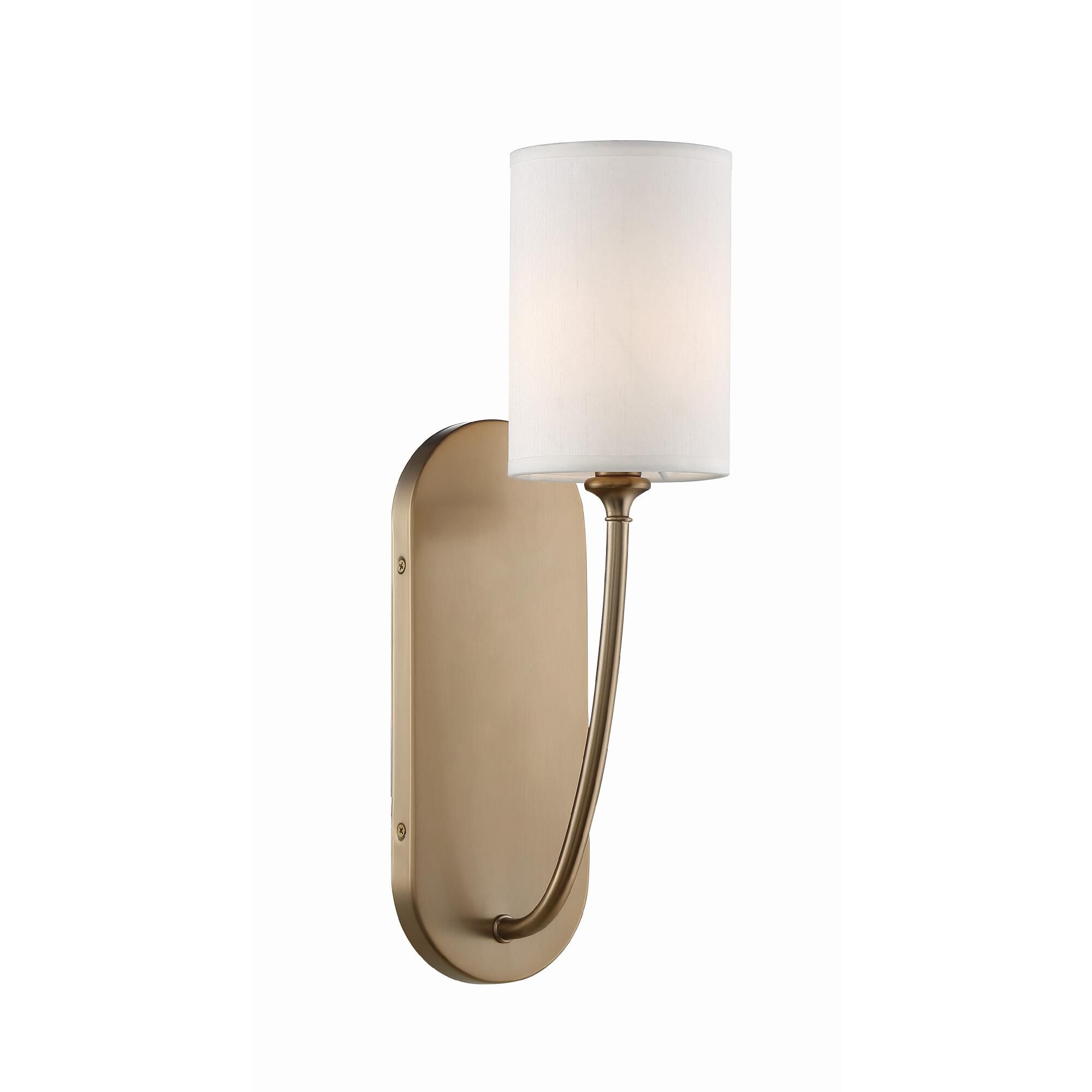 Shown in Aged Brass finish and White Silk shade