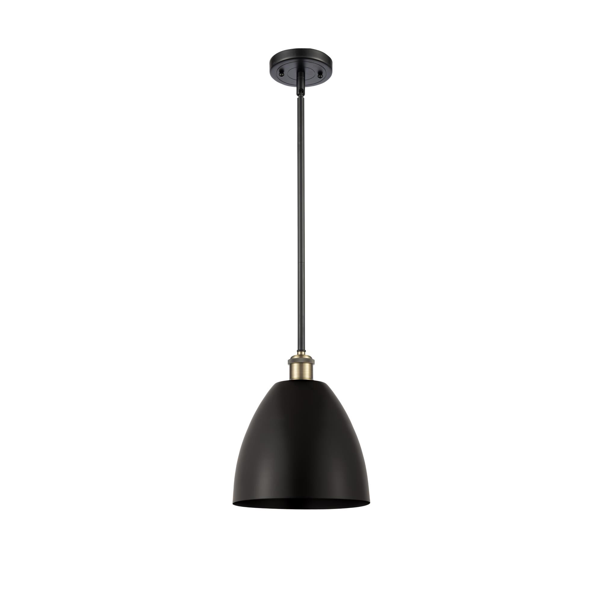 Shown in Black Antique Brass finish and Matte Black Ballston Dome shade