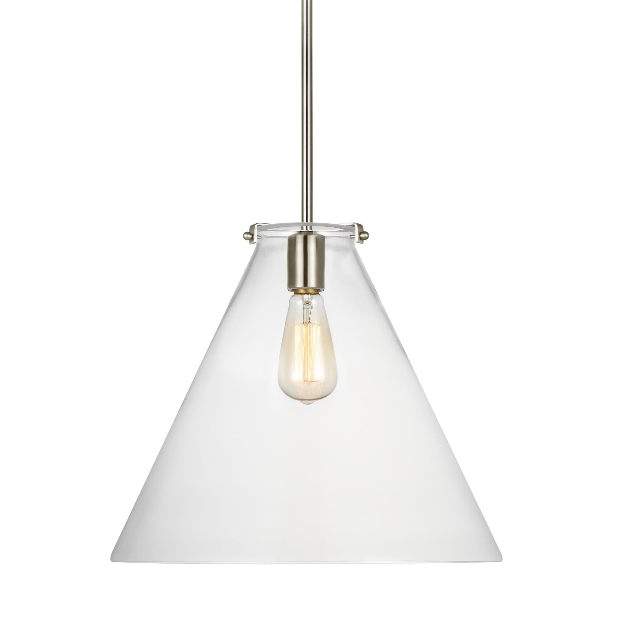 Shown in Brushed Nickel finish and Clear glass