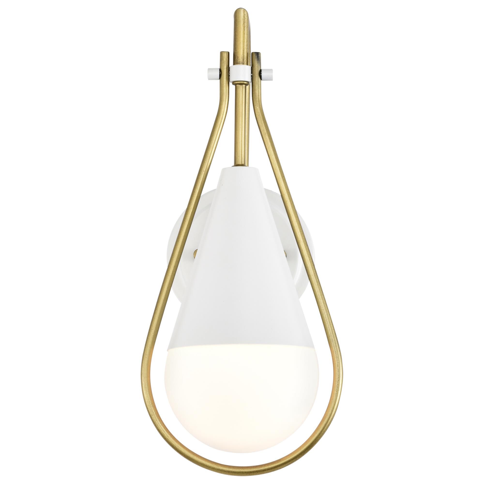 Shown in Matte White and Natural Brass finish and White Opal glass