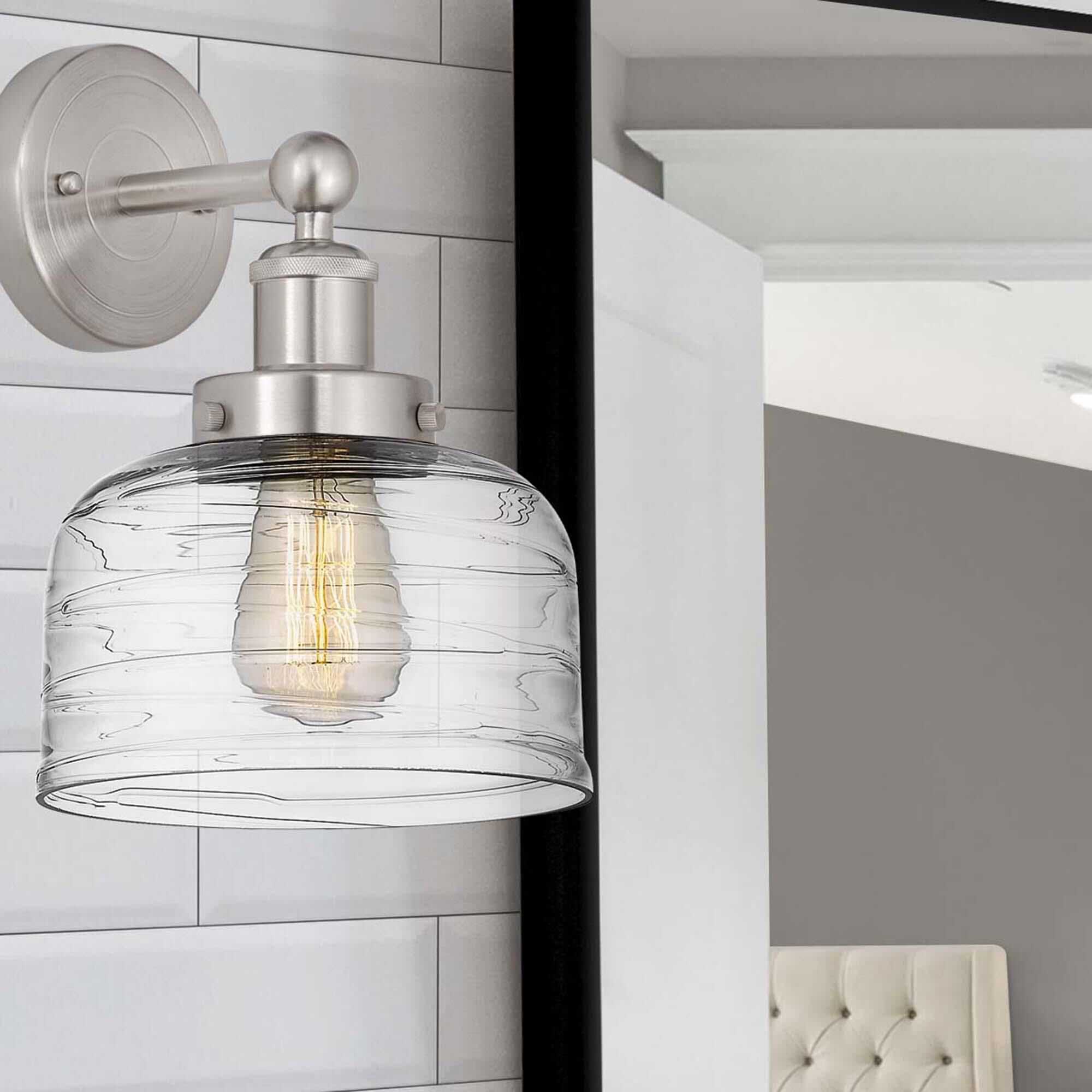 Shown in Brushed Satin Nickel  finish and Plated Smoke glass