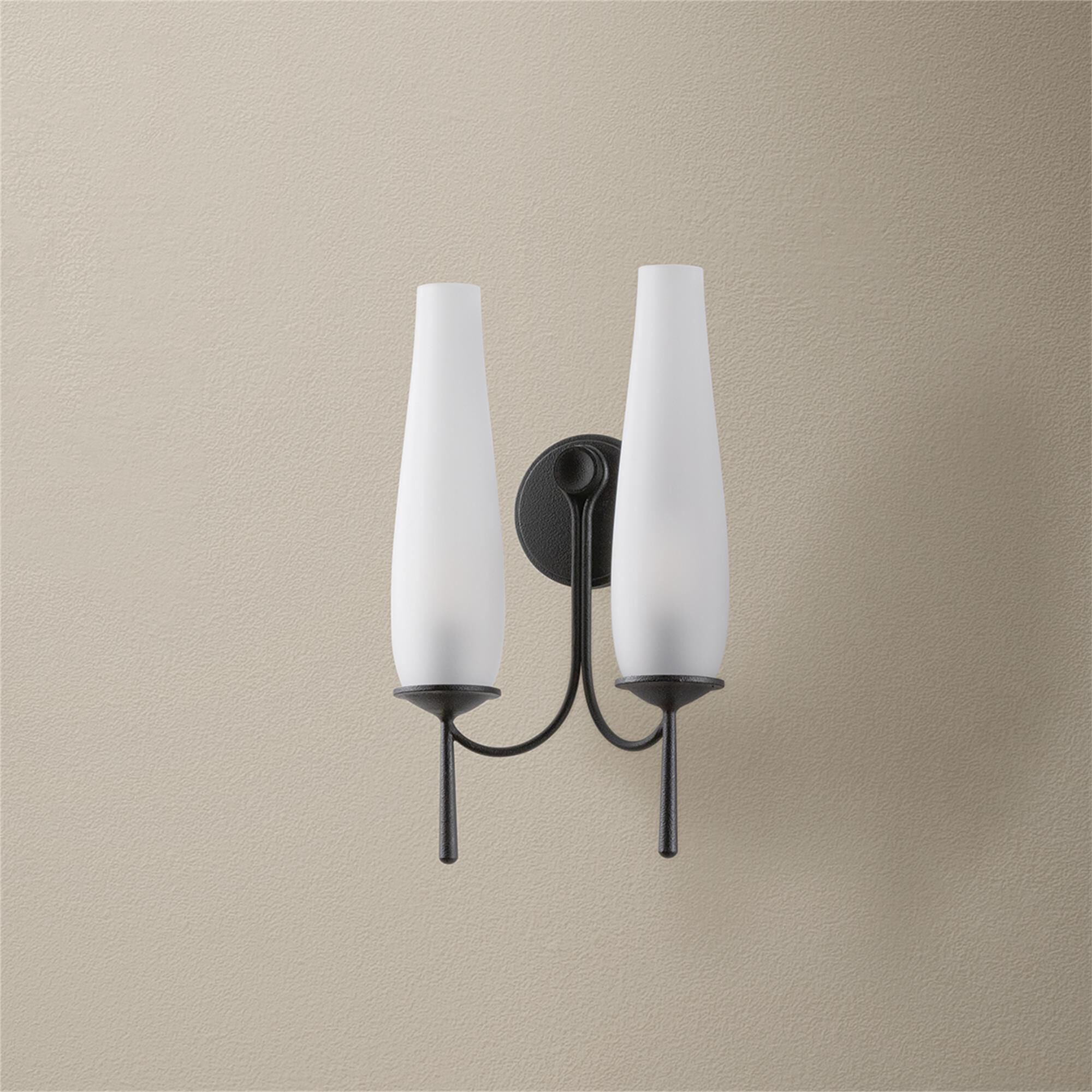 Shown in Forged Iron finish and Clear Etched glass