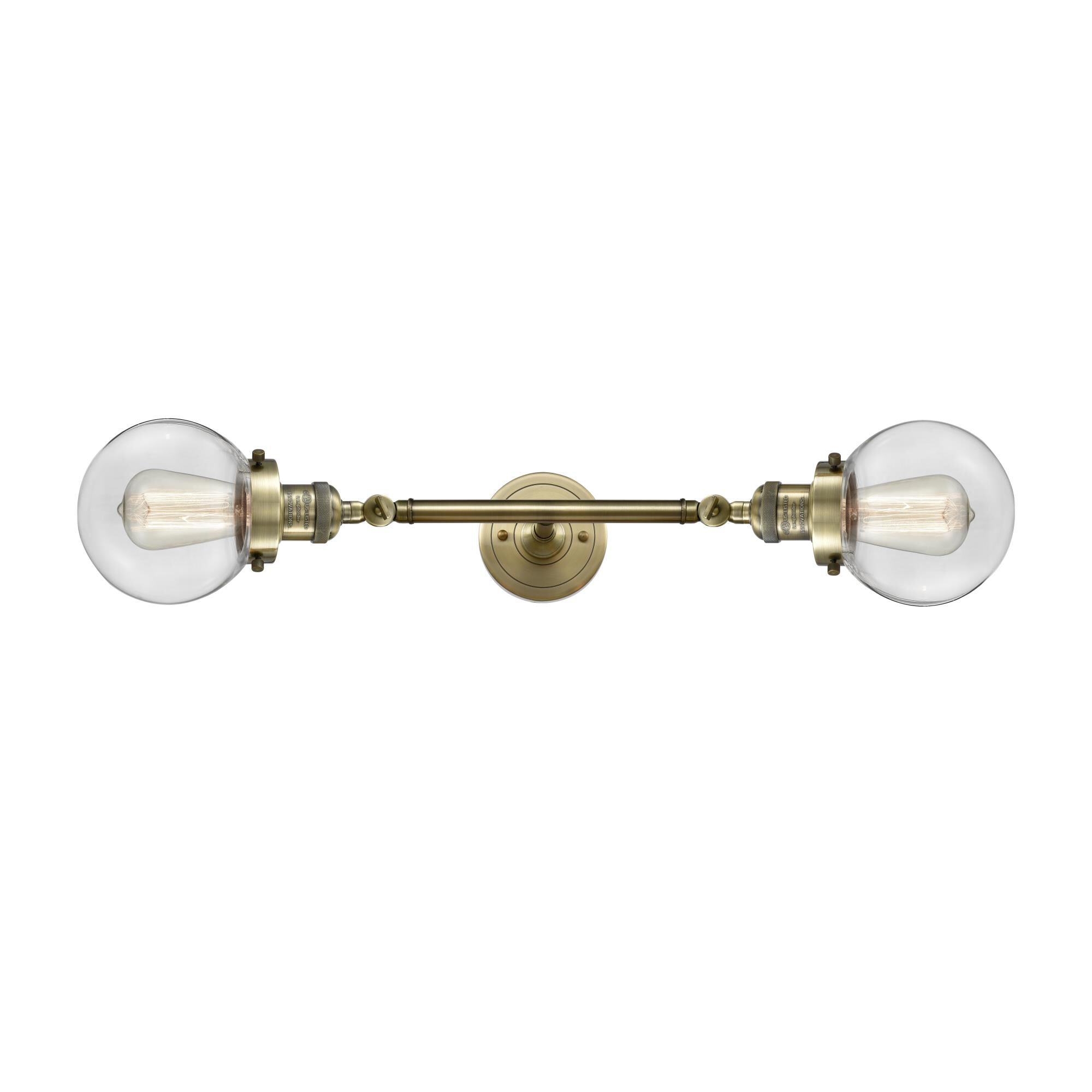 Shown in Antique Brass finish and Clear glass