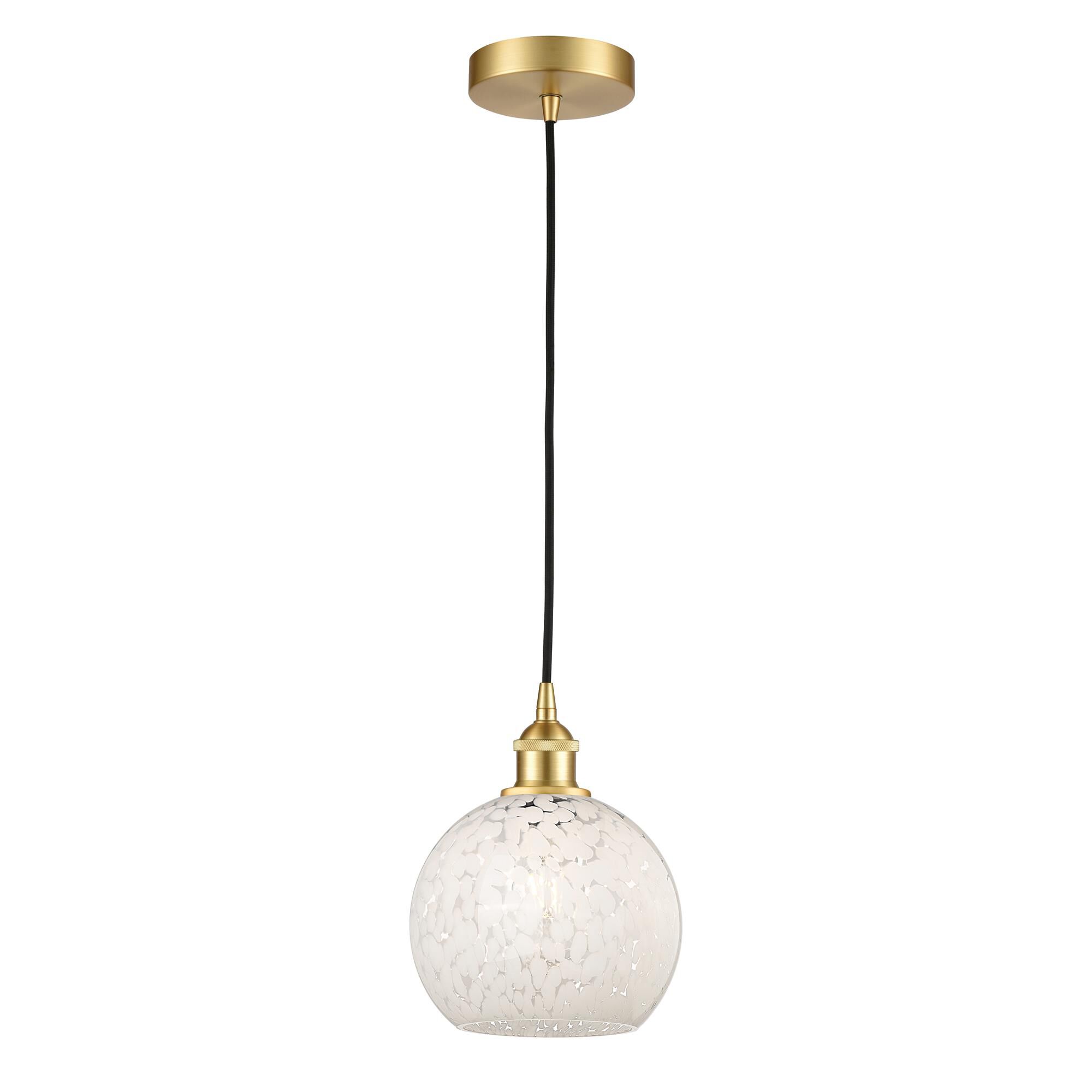 Shown in Satin Gold finish and White Mouchette glass